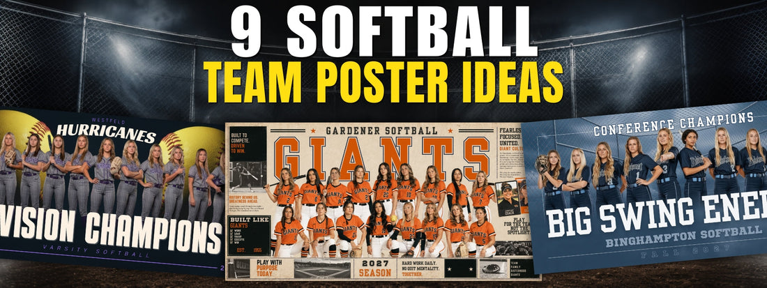 9 softball team poster ideas for high school teams featuring creative team poster designs