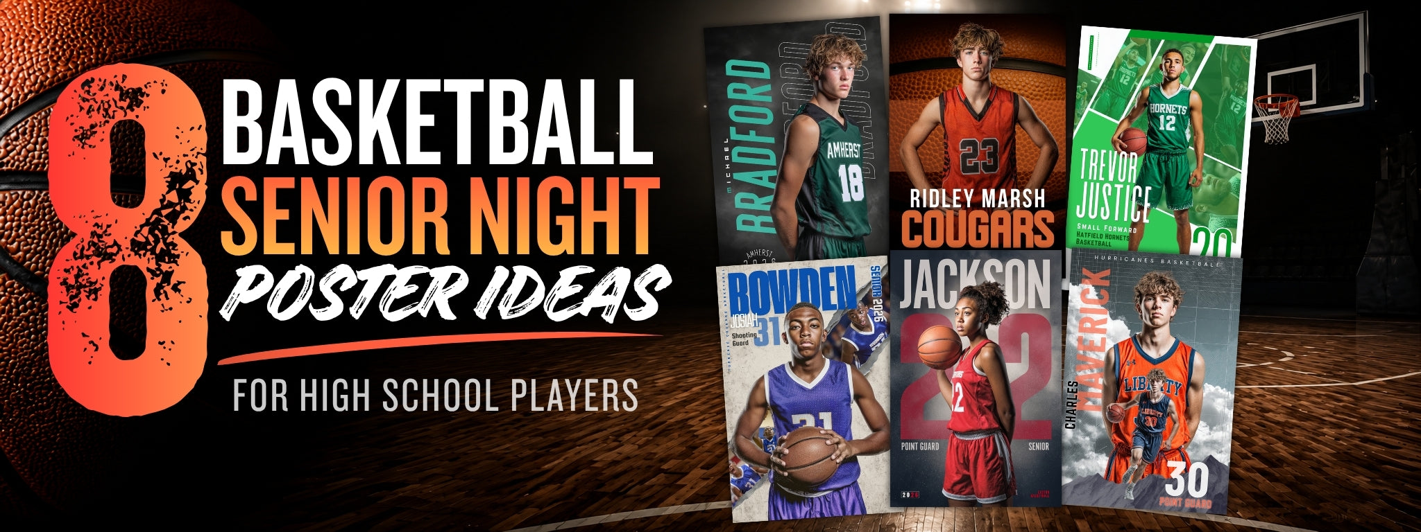 8 basketball senior night poster ideas for high school players featuring creative basketball poster templates