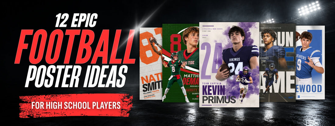 12 football senior night poster ideas for high school players featuring creative football poster designs