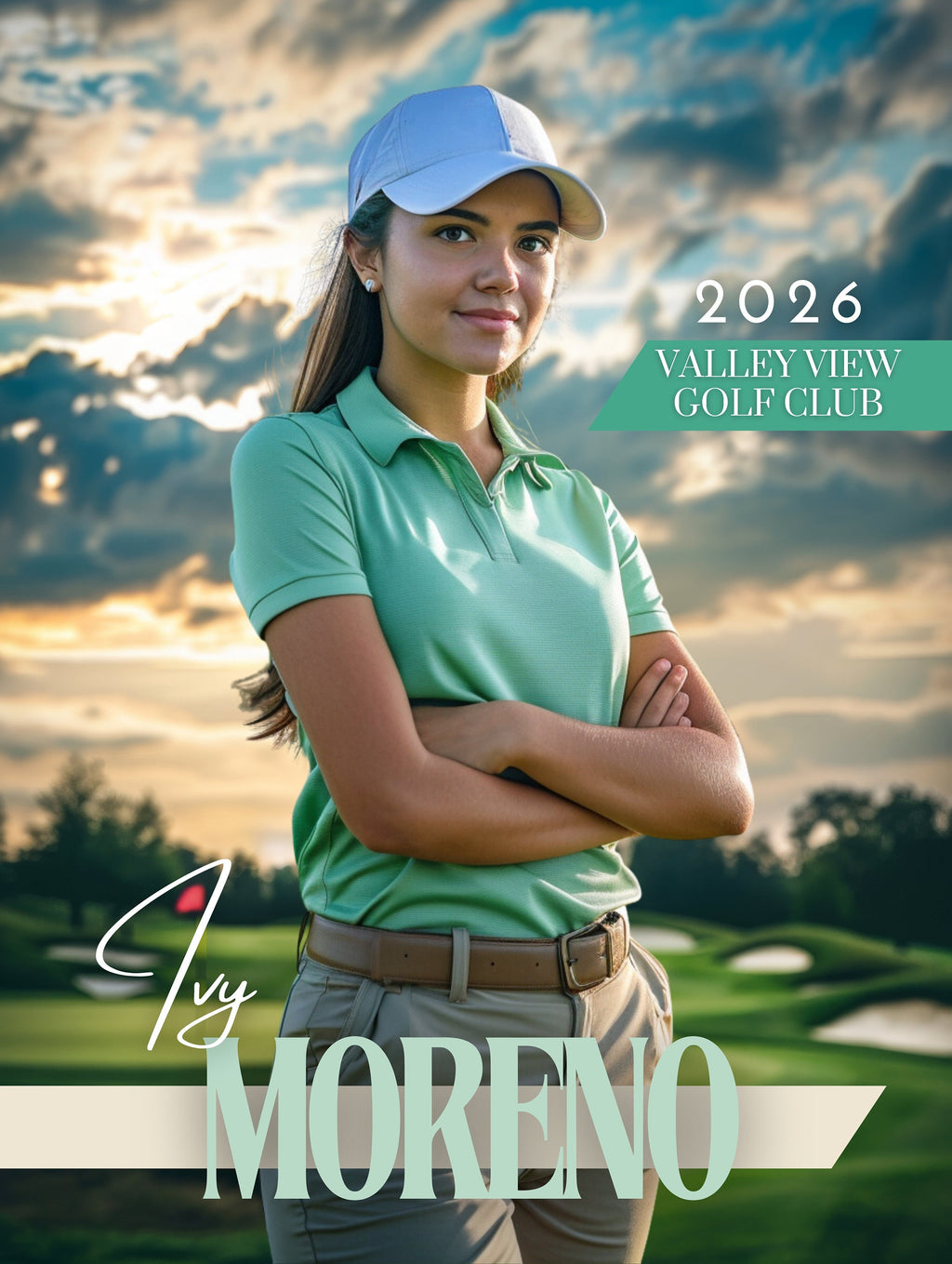 Gold Course Golfer Poster Template | Editable in Canva | 2:3
