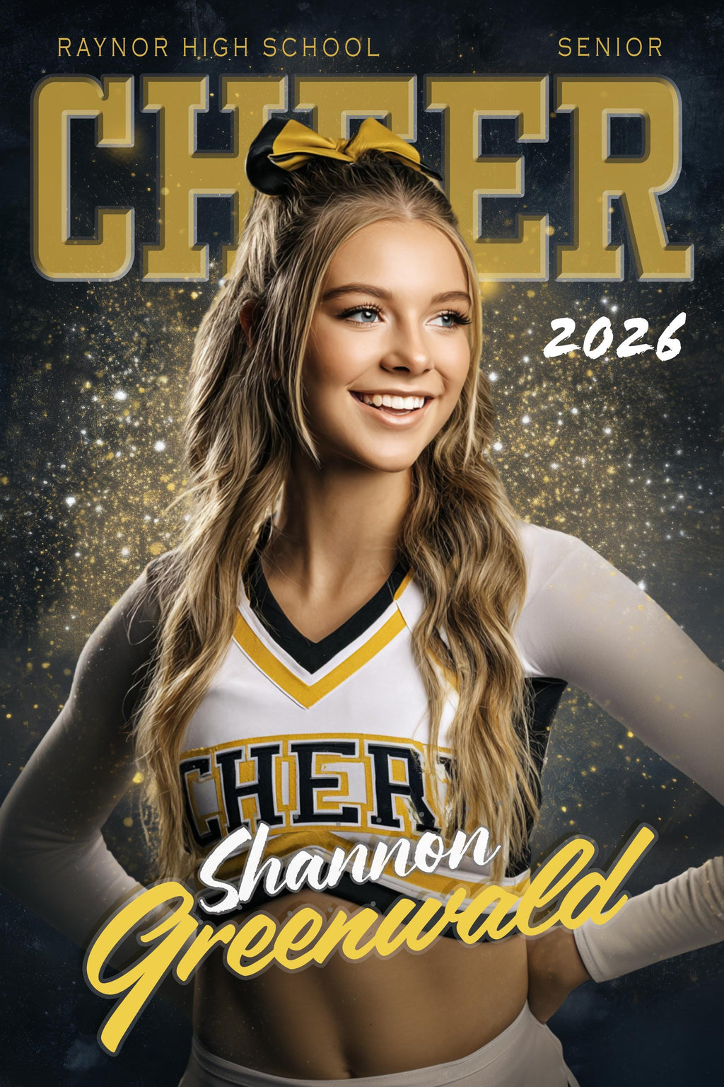 Gold Glitter Cheer & Dance Poster Template | Editable in Photoshop | 2:3