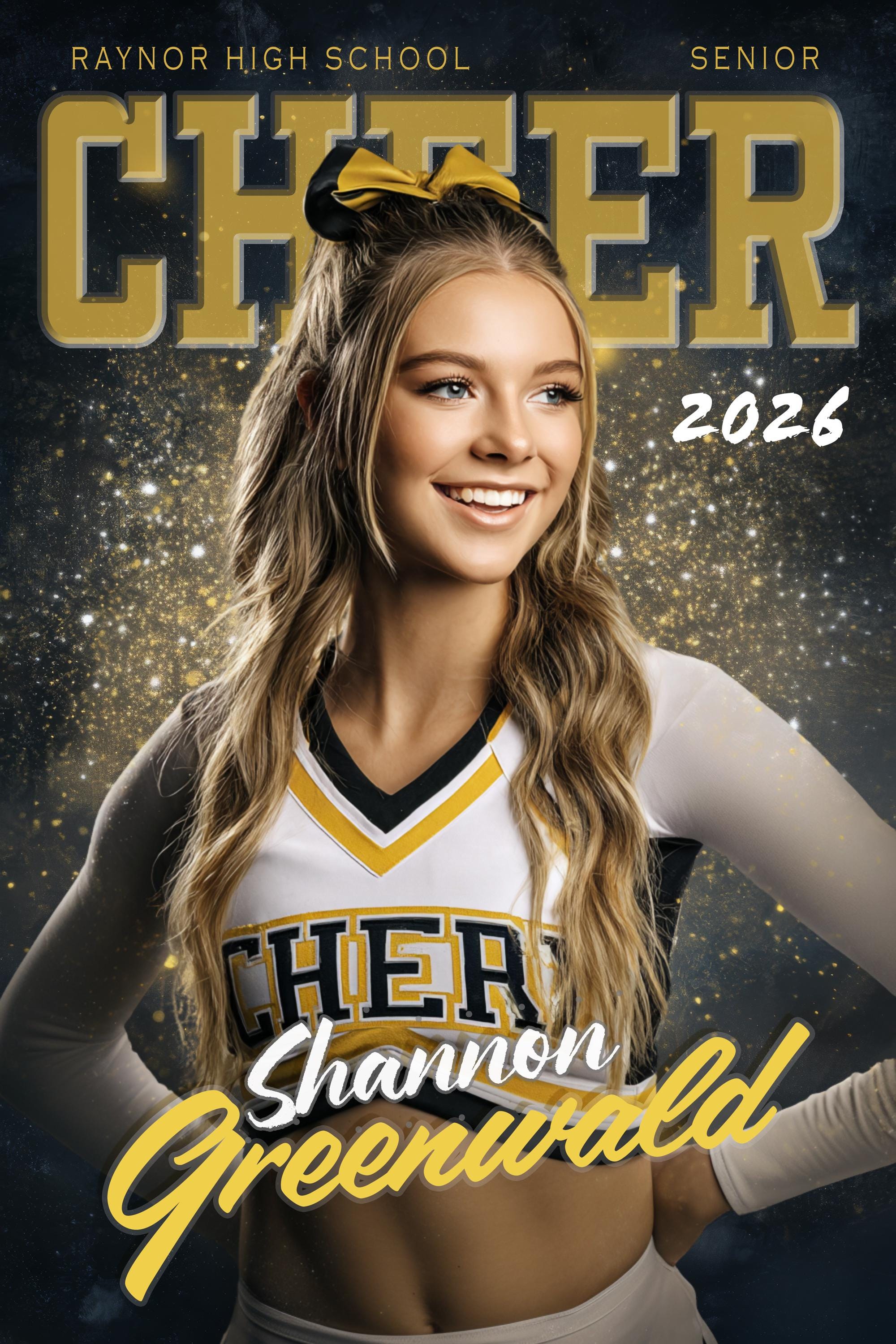 Gold Glitter Cheer & Dance Poster Template | Editable in Photoshop | 2:3