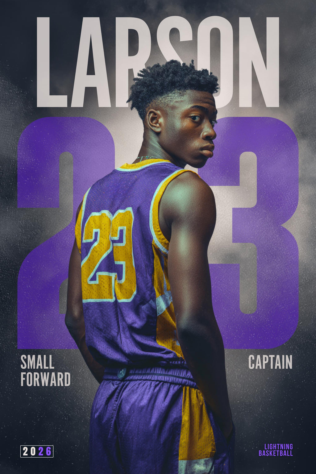 Oversized Number Basketball Poster Template | Editable in Canva | 2:3