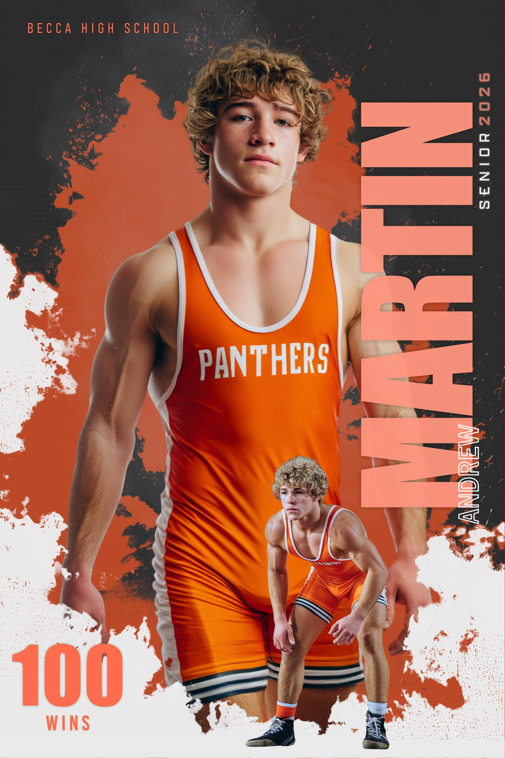 Color Splash Wrestling Poster Template | Editable in Photoshop | 2:3