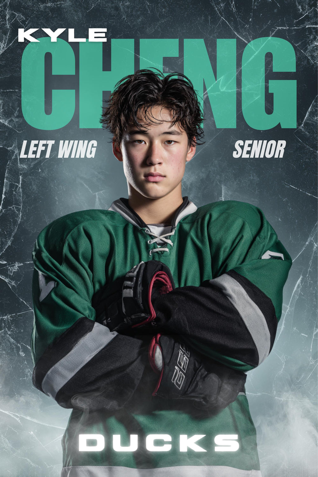 Ice Texture Hockey Poster Template | Editable in Canva | 2:3