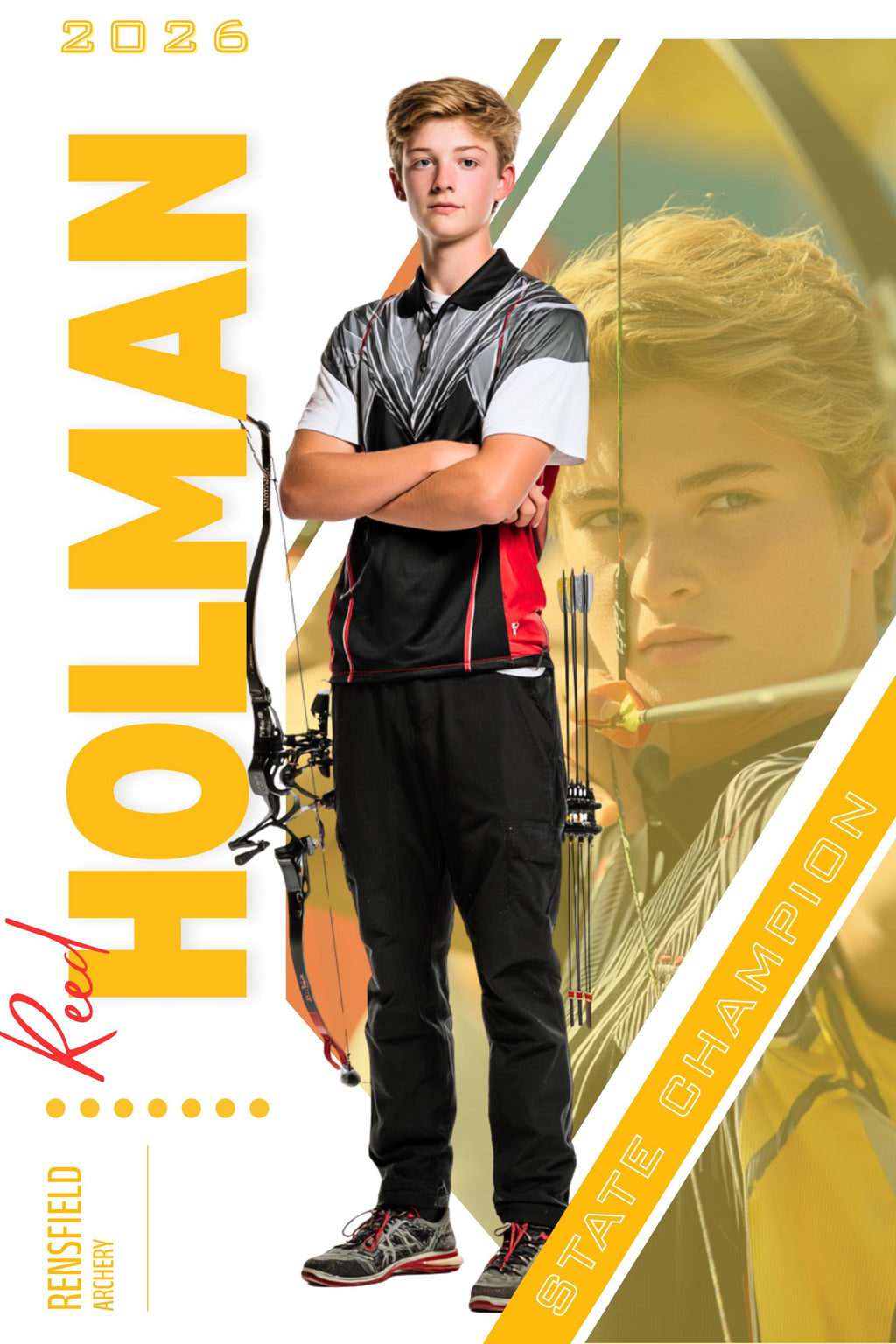 Dual Photo Archery Poster Template | Editable in Canva | 2:3