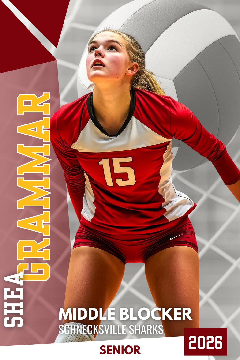 Volleyball & Net Poster Template | Editable in Canva | 2:3