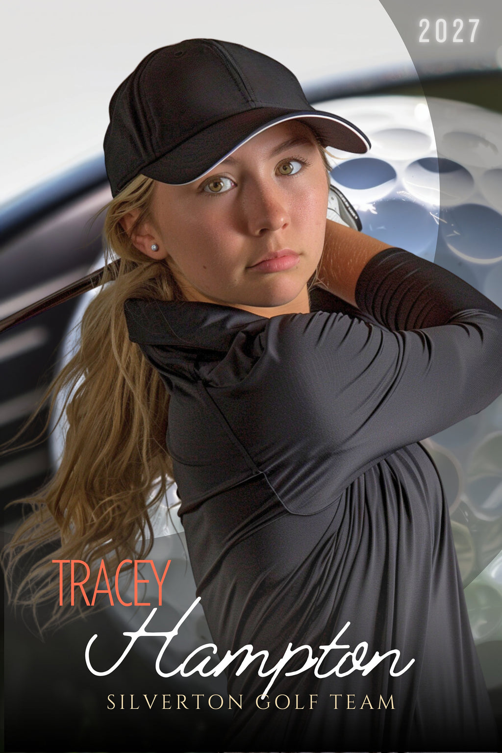 Ball & Club Closeup Golf Poster Template | Editable in Canva | 2:3