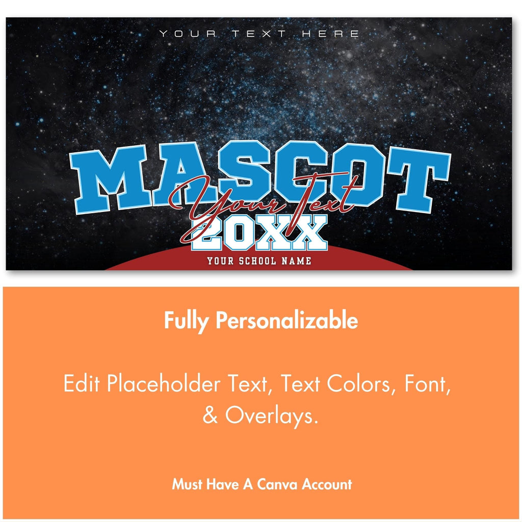 Galaxy Backdrop All Sports Team Banner Template | Editable in Canva | 2:1