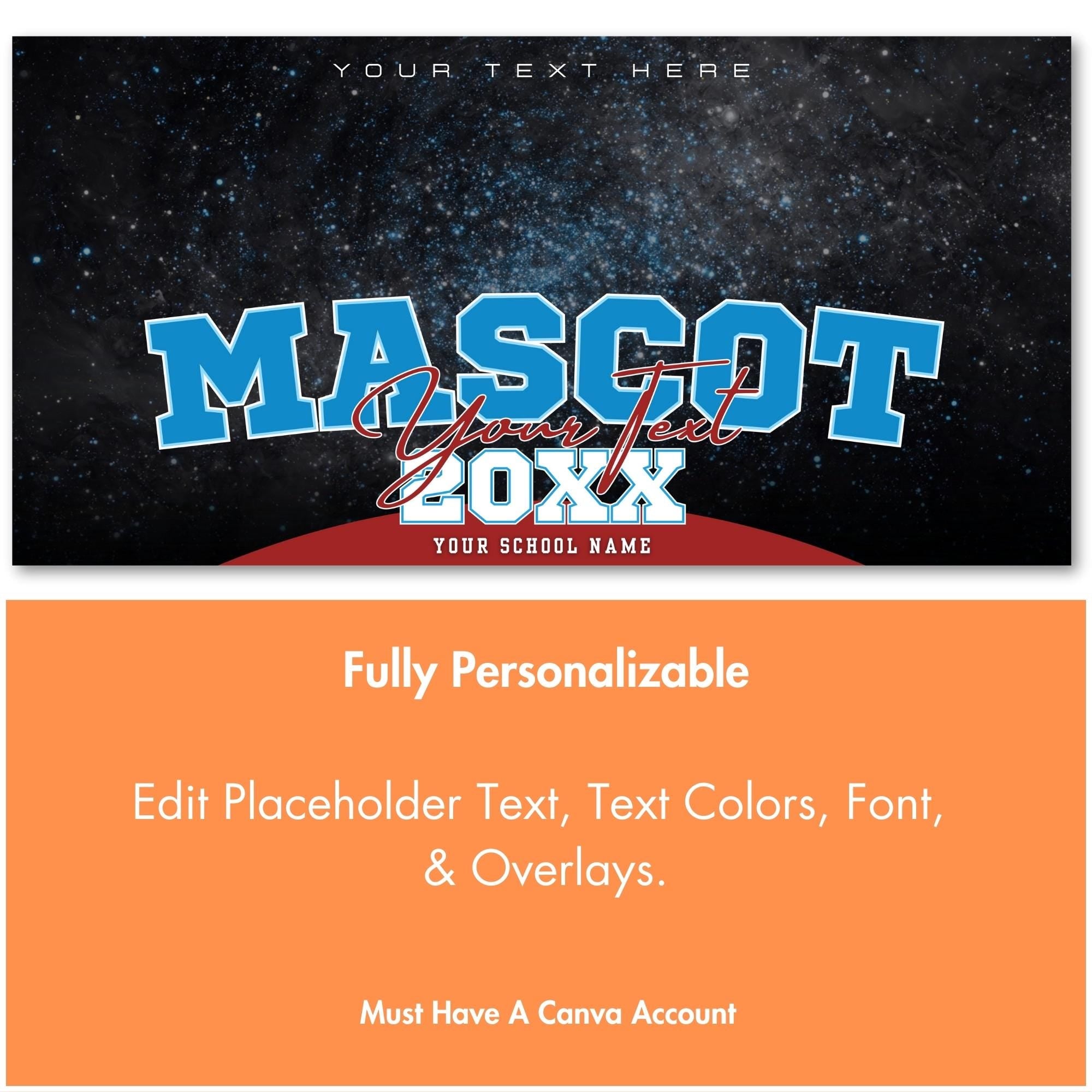 Galaxy Backdrop All Sports Team Banner Template | Editable in Canva | 2:1