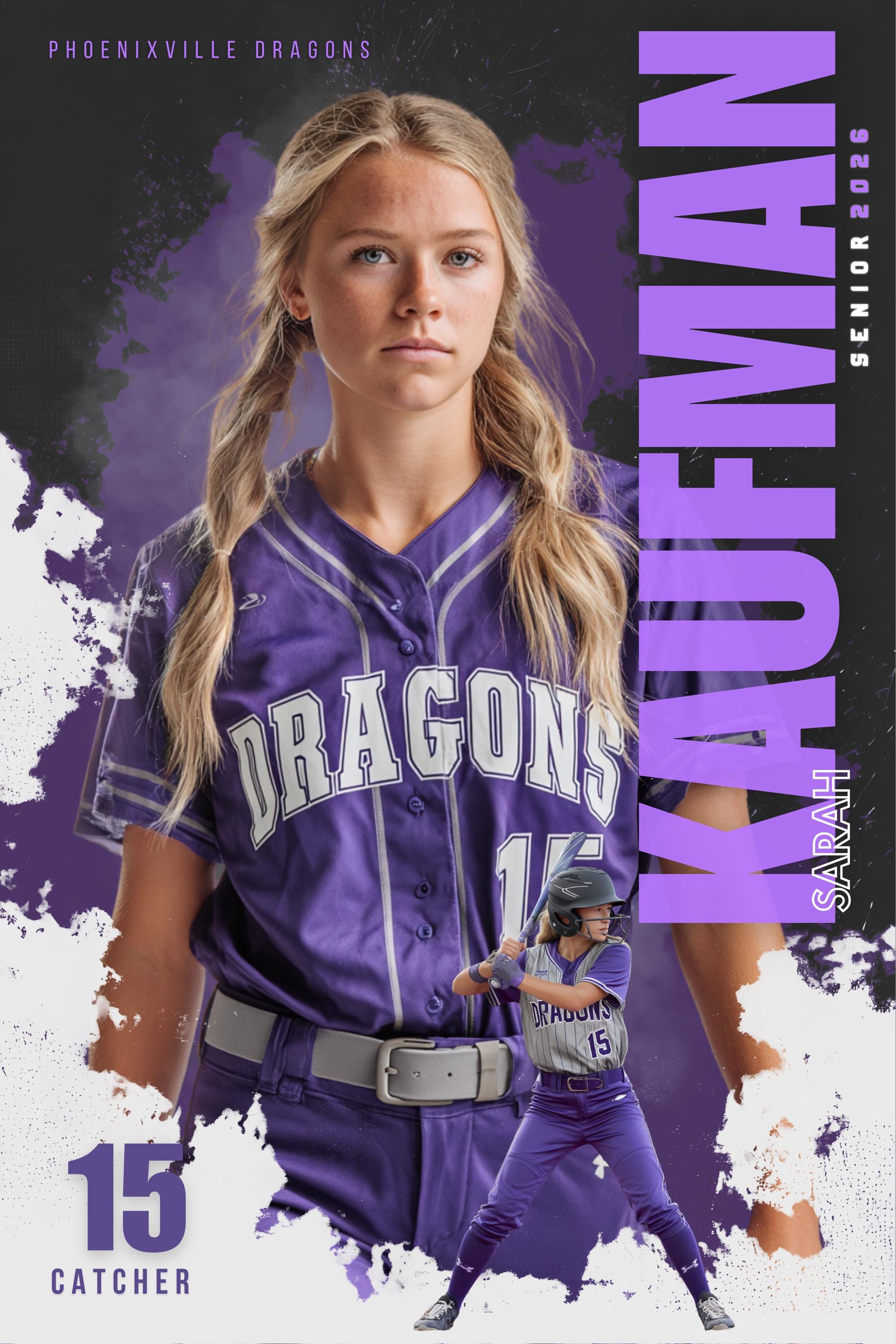 Color Splash Softball Poster Template | Editable in Canva | 2:3