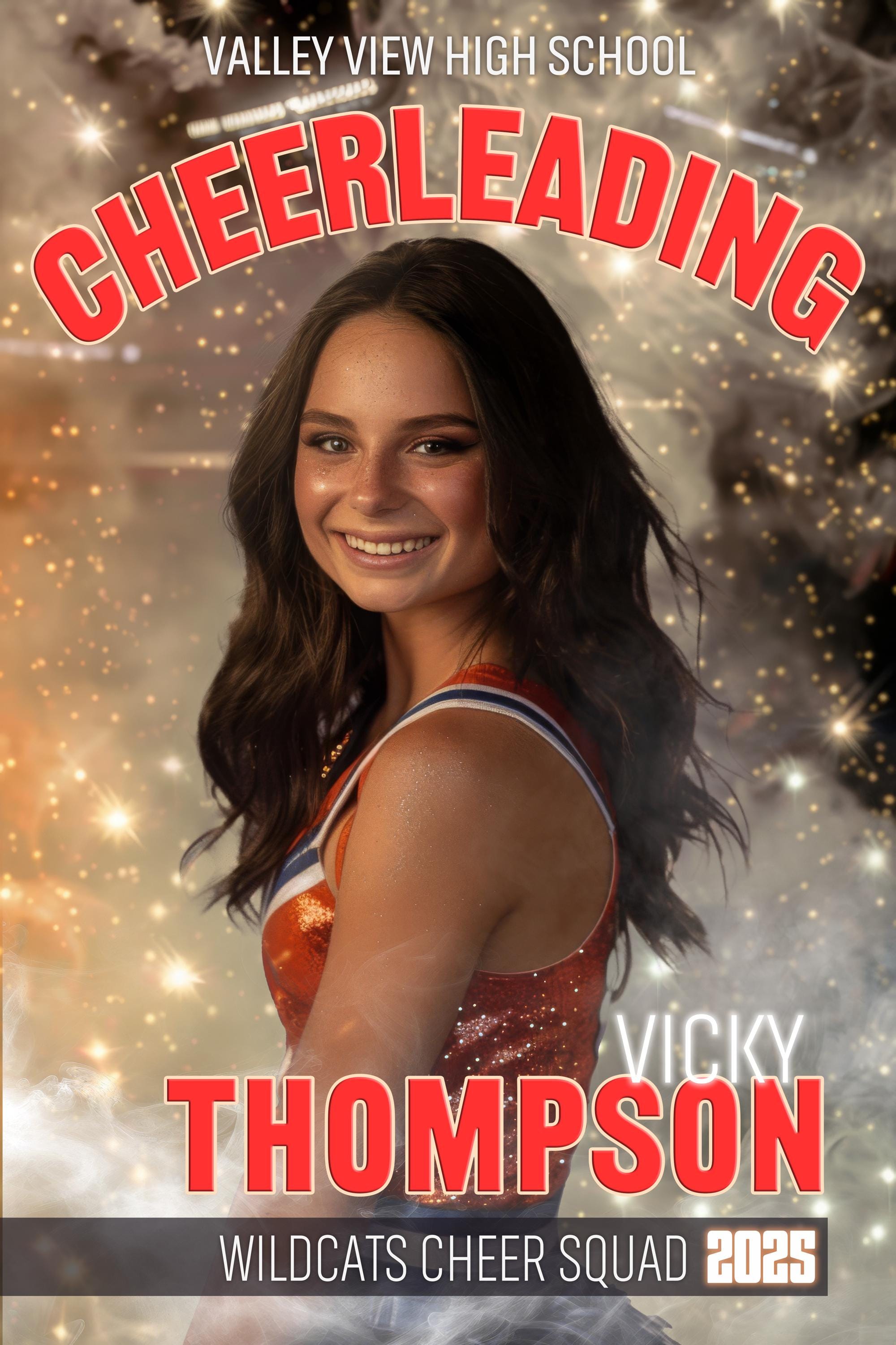 Smoke & Sparkles Cheerleader Poster Template | Editable in Photoshop | 2:3