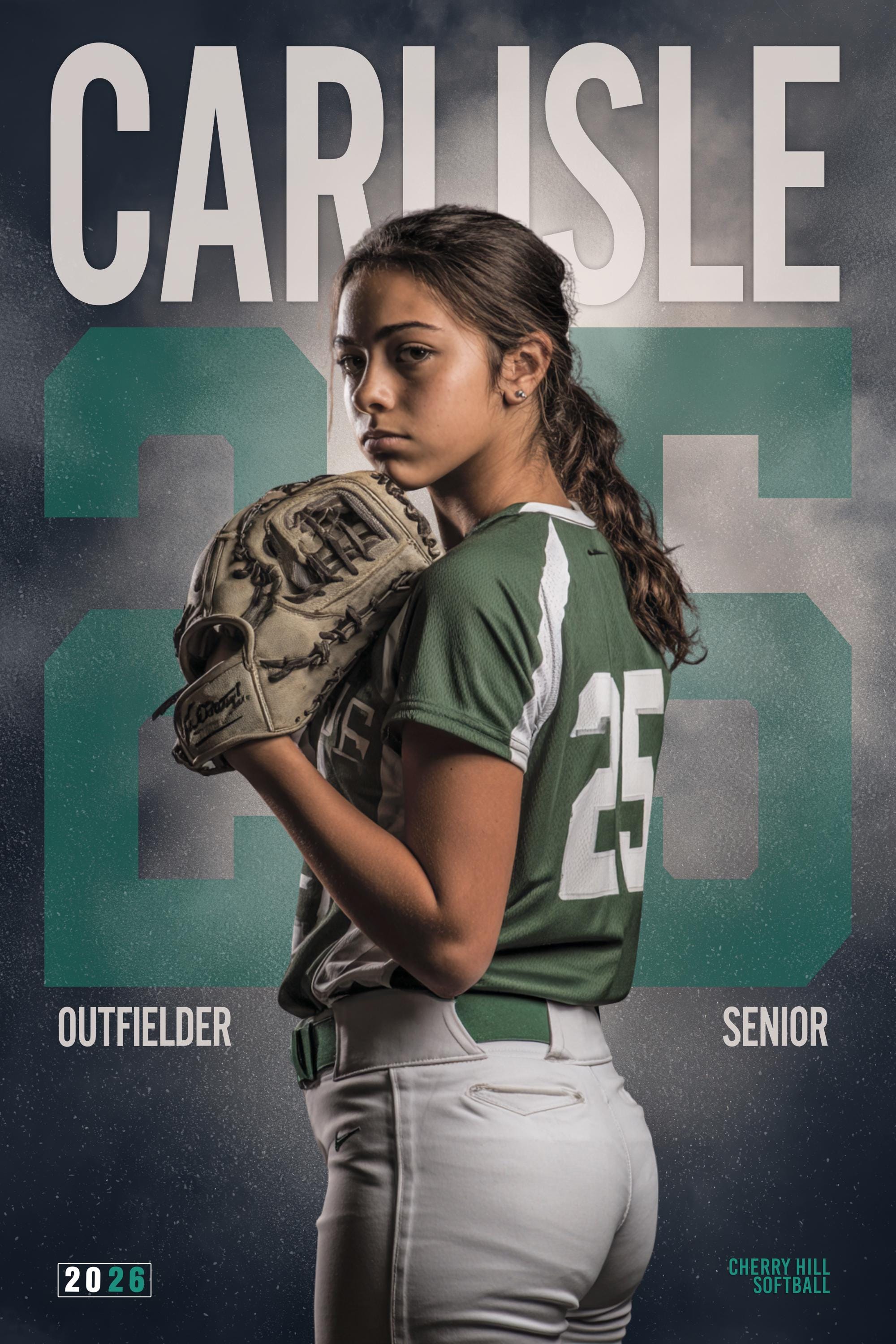 Oversized Number Softball Poster Template | Editable in Photoshop | 2:3