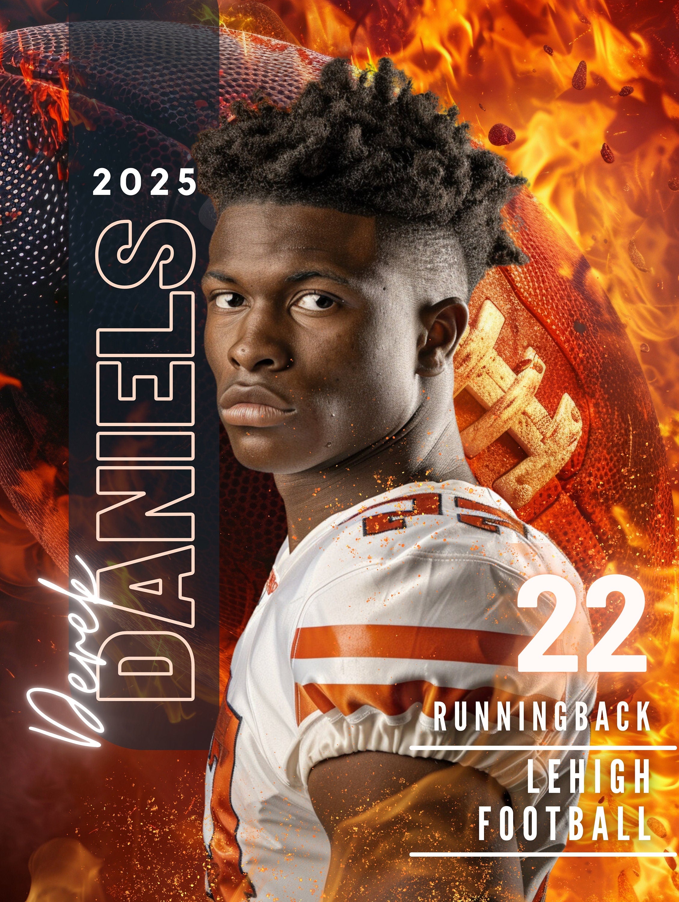 Fiery Football Poster Template | Editable in Canva | 3:4