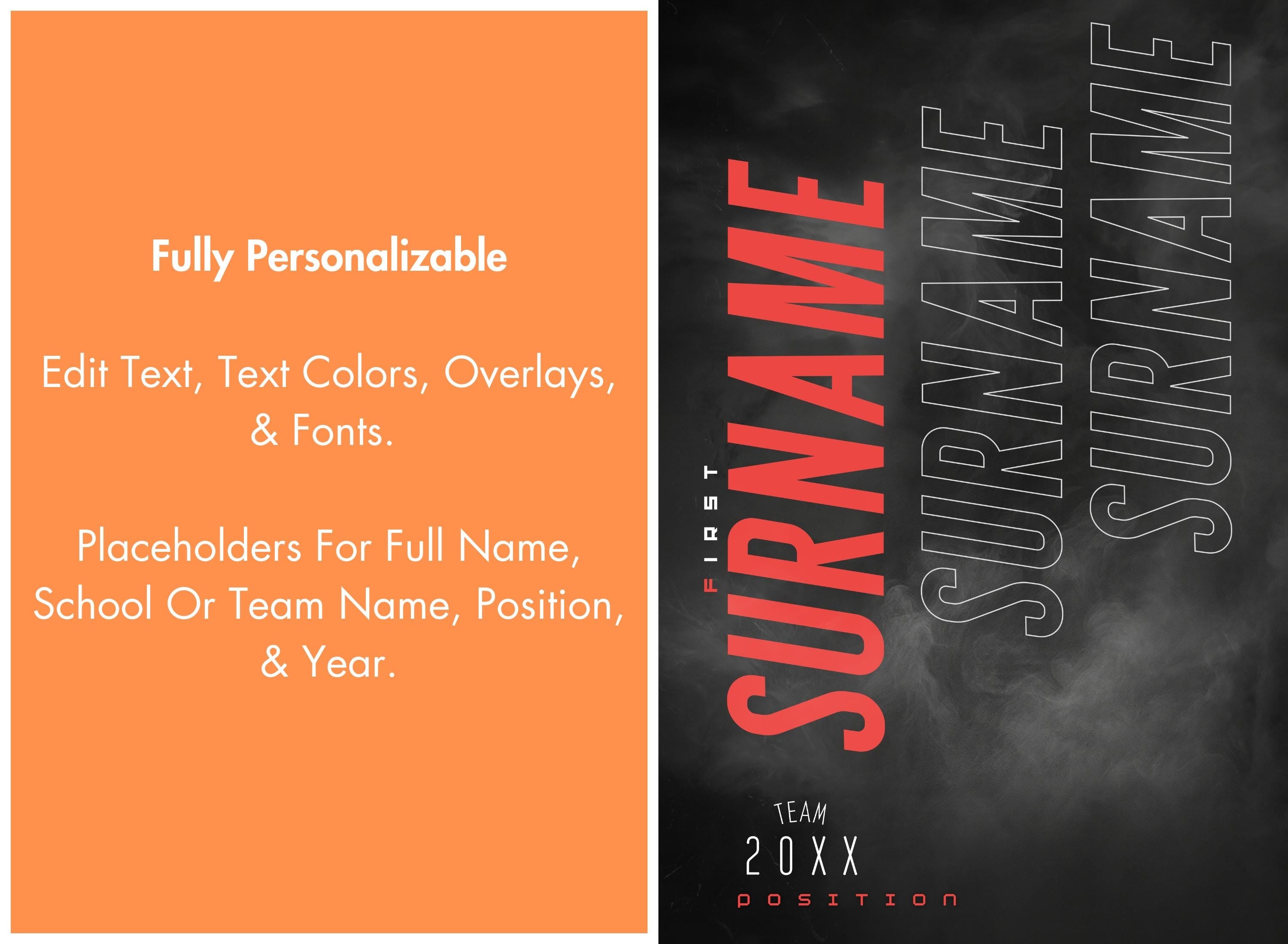 Repeating Name Soccer Poster Template | Editable in Canva | 2:3