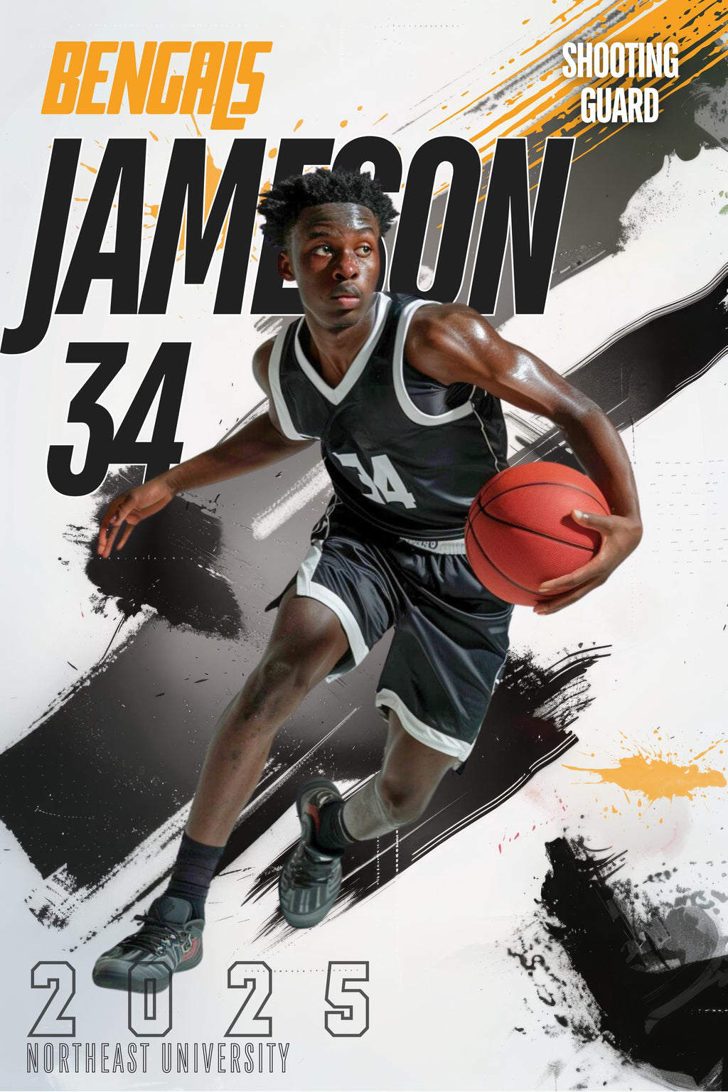 Ink Strokes All Sports Poster Template | Editable inside of Canva | 2:3