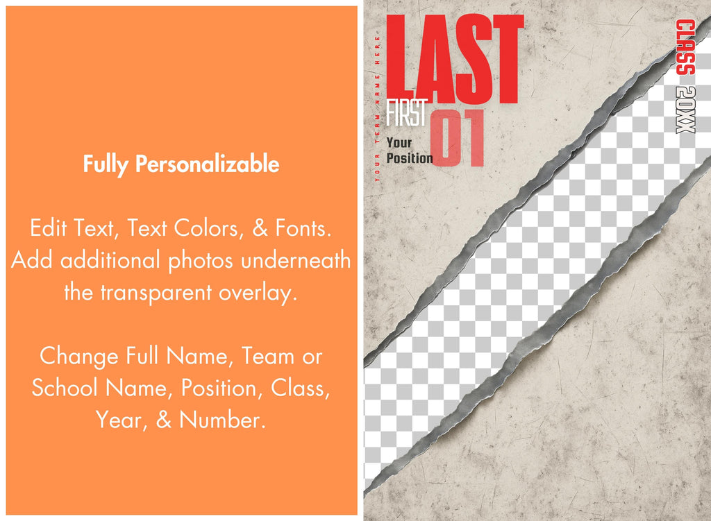 Torn Backdrop Lacrosse Poster Template | Editable in Canva | 2:3