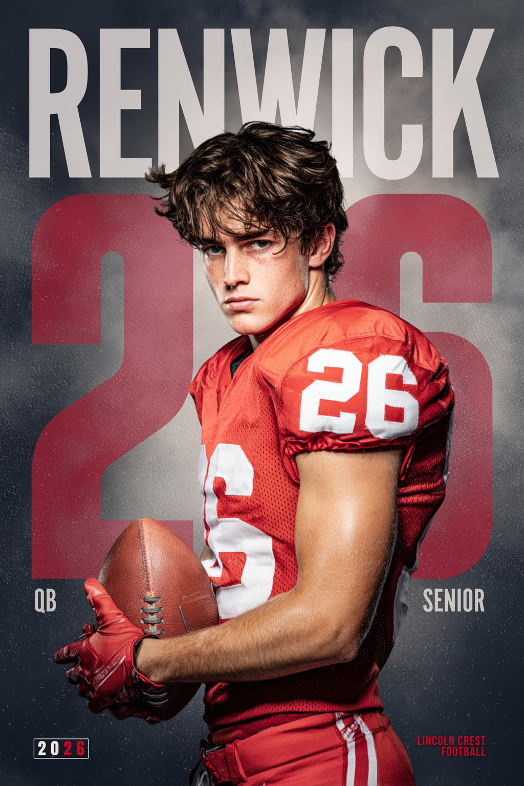 Oversized Number Football Poster Template | Editable in Canva | 2:3