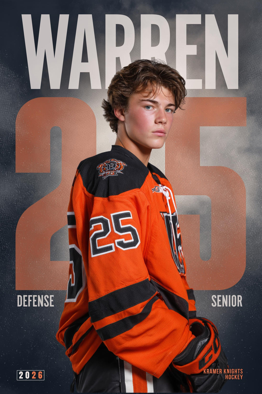 Oversized Number Hockey Poster Template | Editable in Canva | 2:3