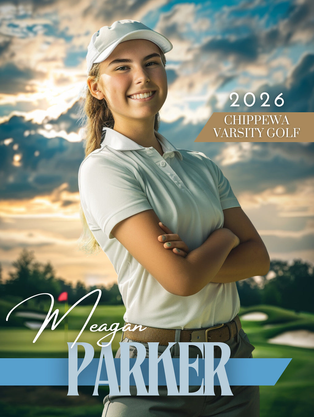Gold Course Golfer Poster Template | Editable in Canva | 2:3