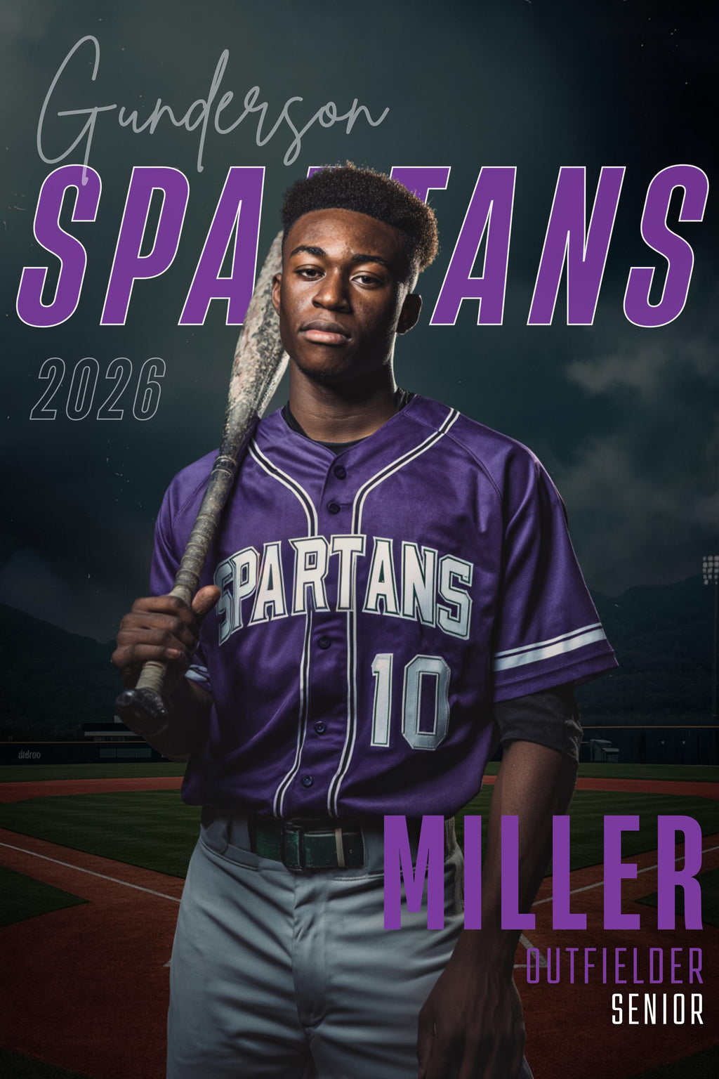 Moody Baseball Player Poster Template | Editable in Canva | 2:3