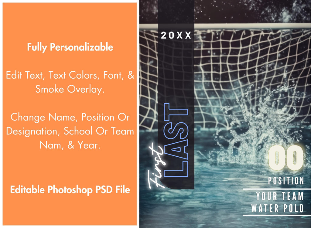 Goal Backdrop Water Polo Poster Template | Editable in Photoshop | 3:4