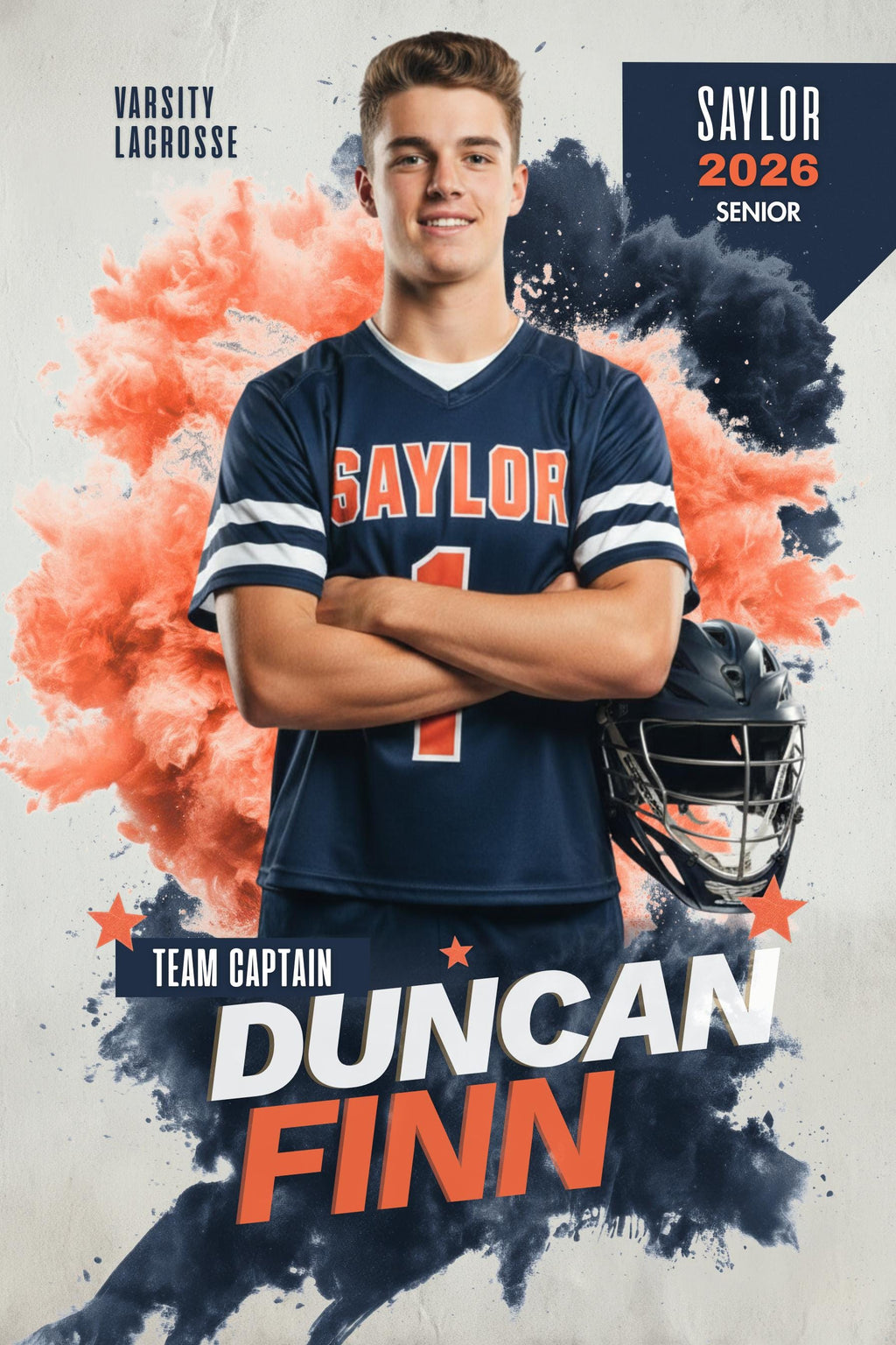 Color Burst Lacrosse Poster Template | Editable in Canva | 2:3
