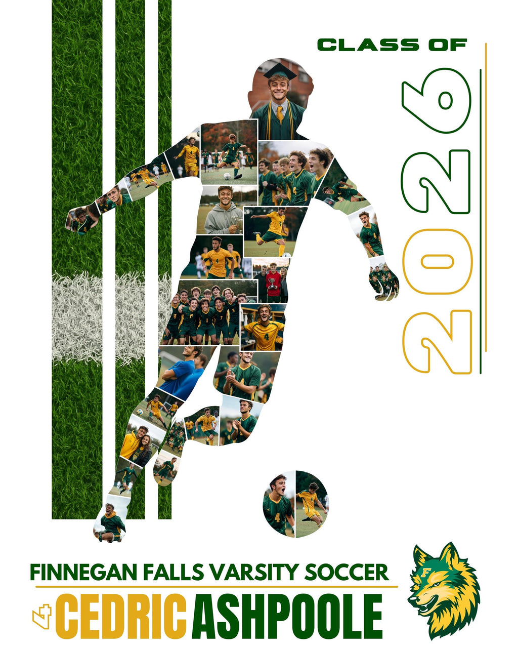 Soccer Collage Poster Template | Editable in Canva | 4:5 | Silhouette Style