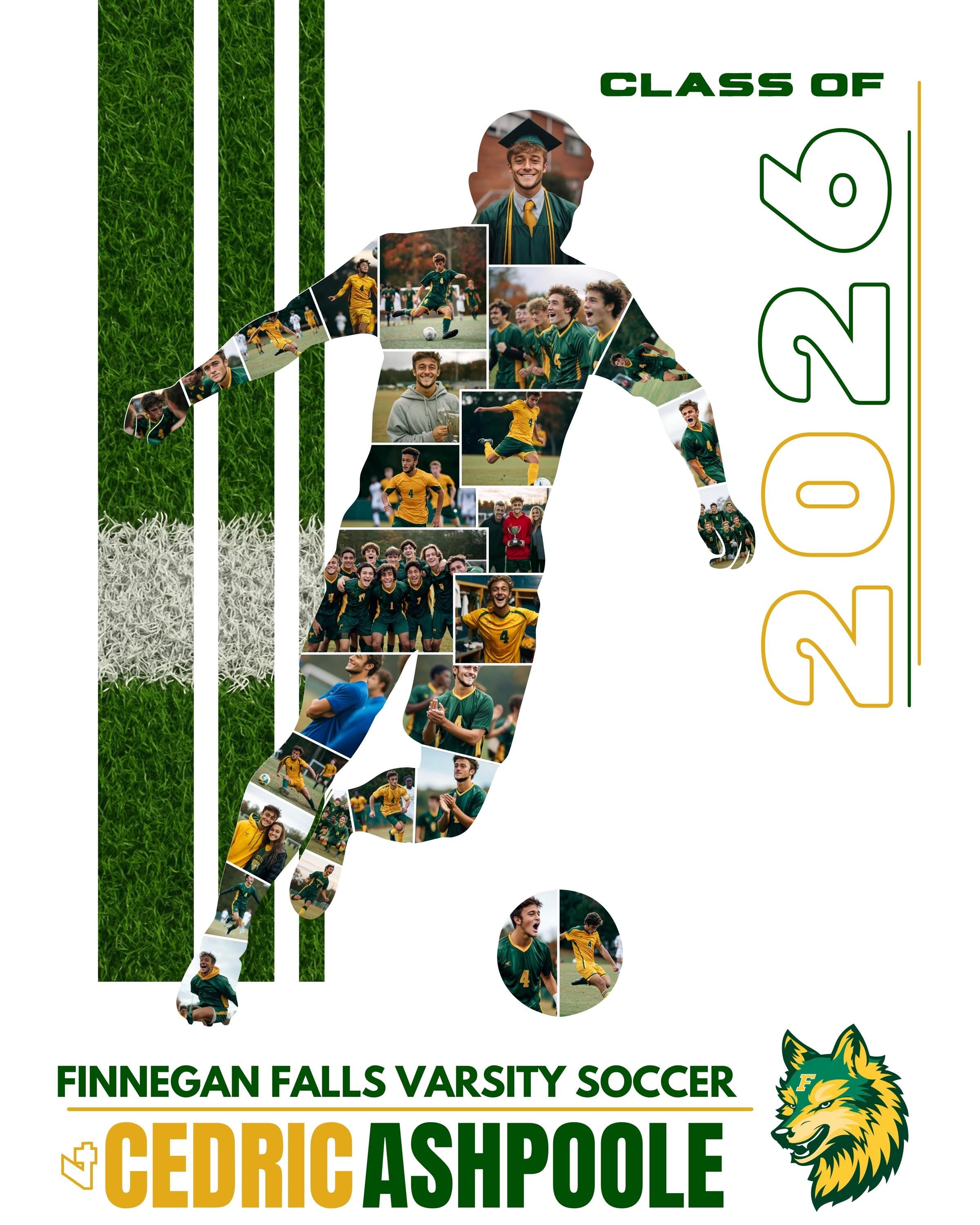 Soccer Collage Poster Template | Editable in Canva | 4:5 | Silhouette Style
