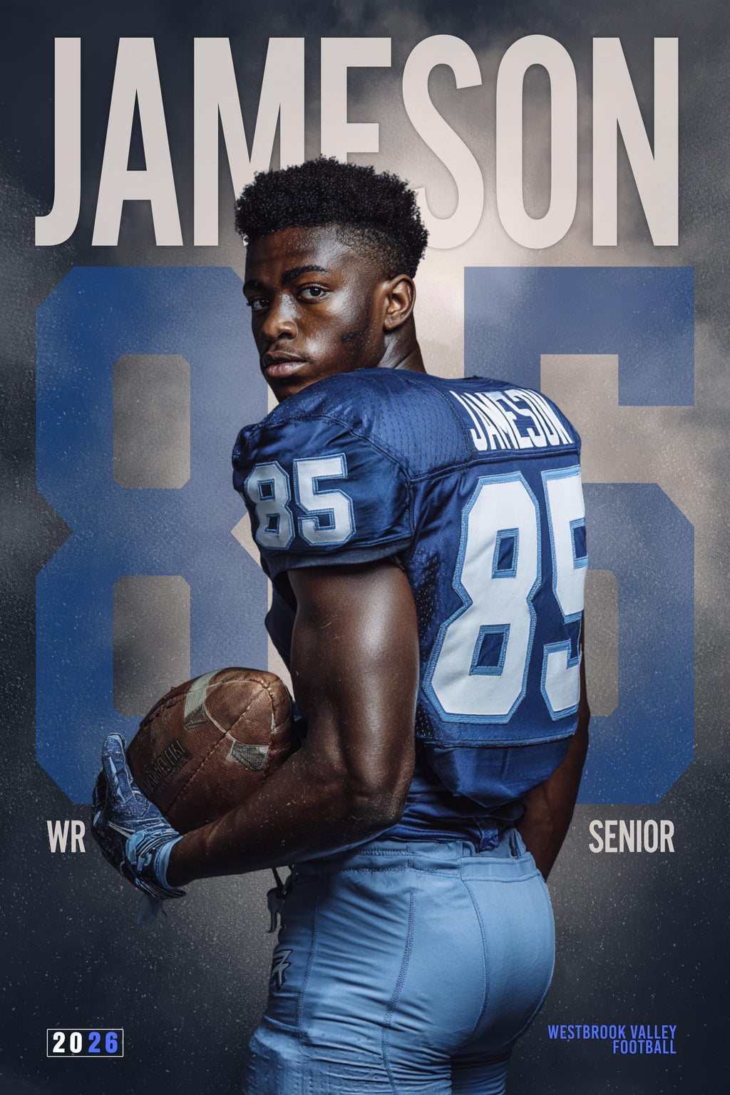 Oversized Number Football Poster Template | Editable in Photoshop | 2:3