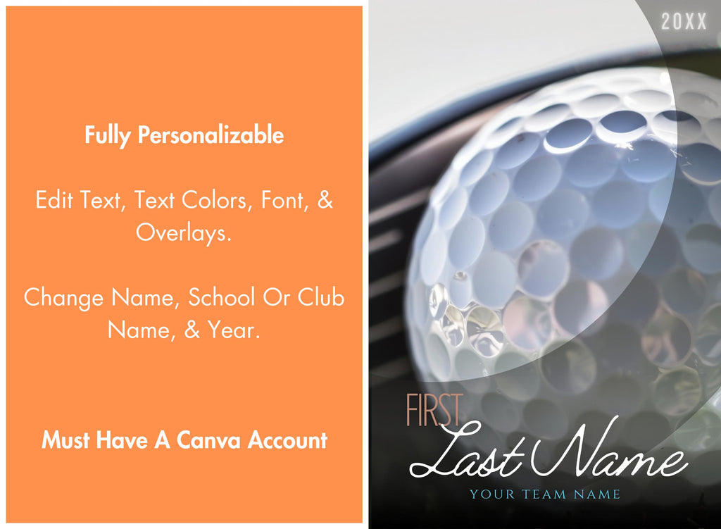 Ball & Club Closeup Golf Poster Template | Editable in Canva | 2:3