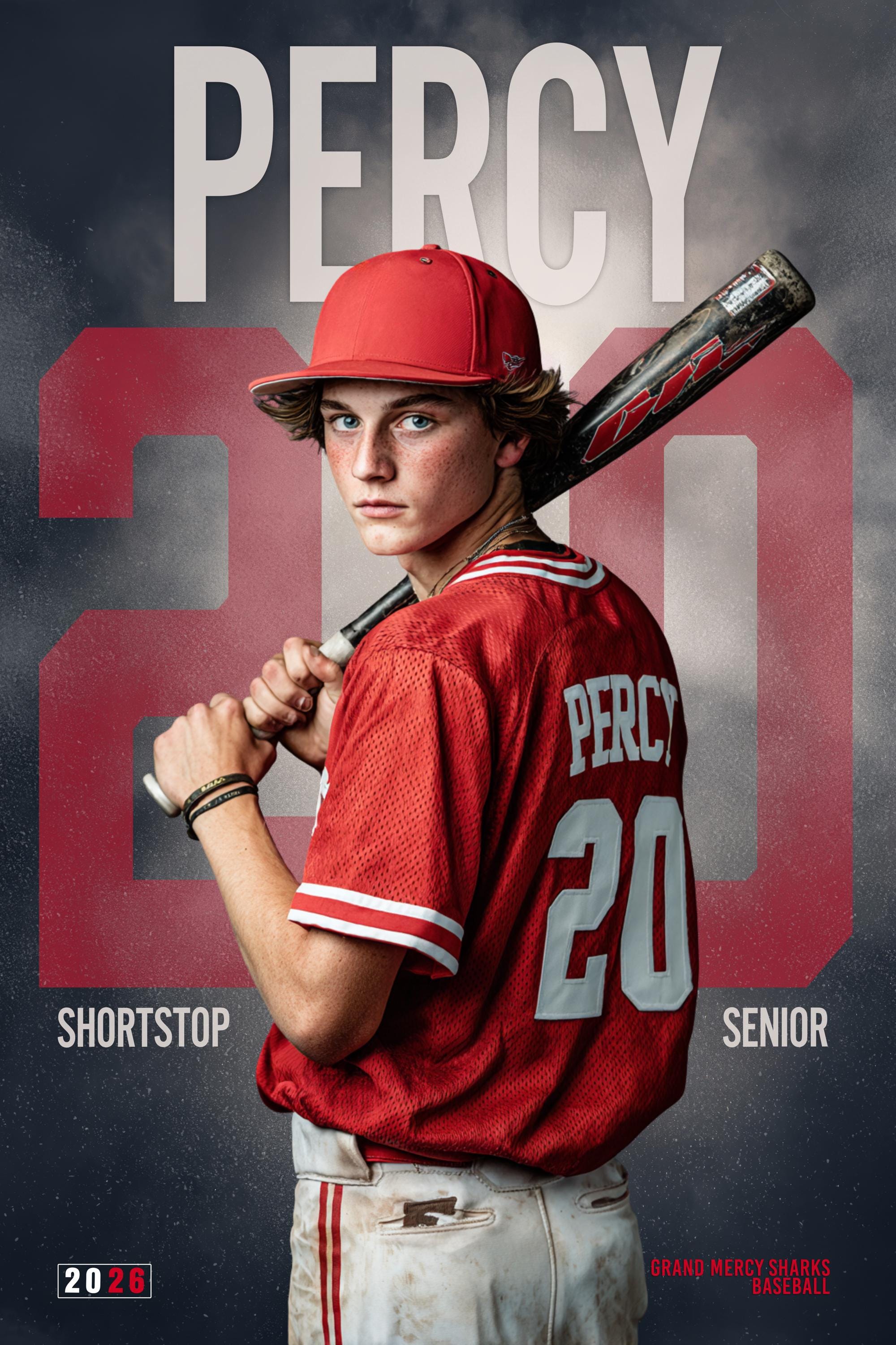 Oversized Number Baseball Poster Template | Editable in Photoshop | 2:3
