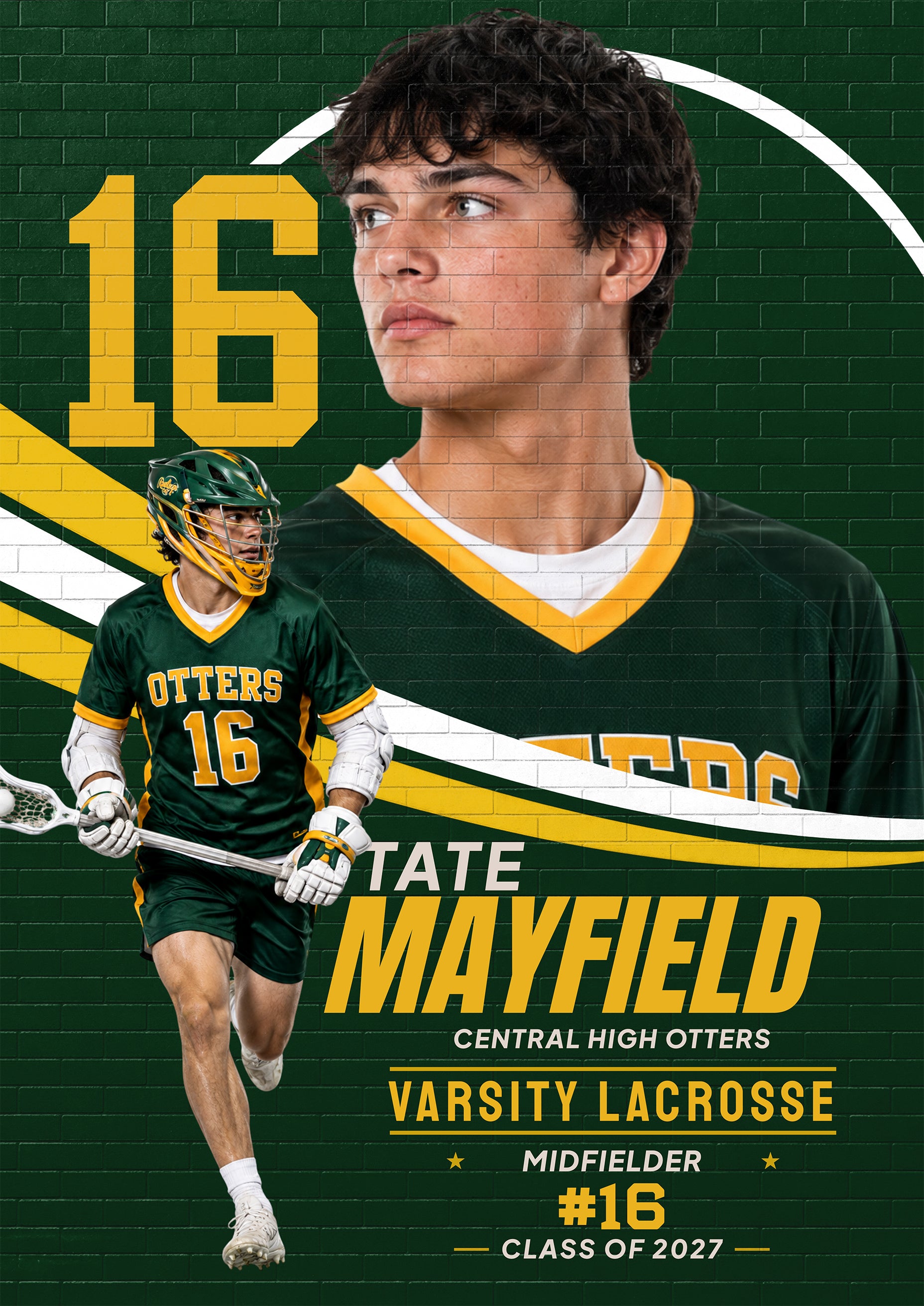 Lacrosse Poster & Card Photoshop Template | Brick Wall Mural Design | 5:7