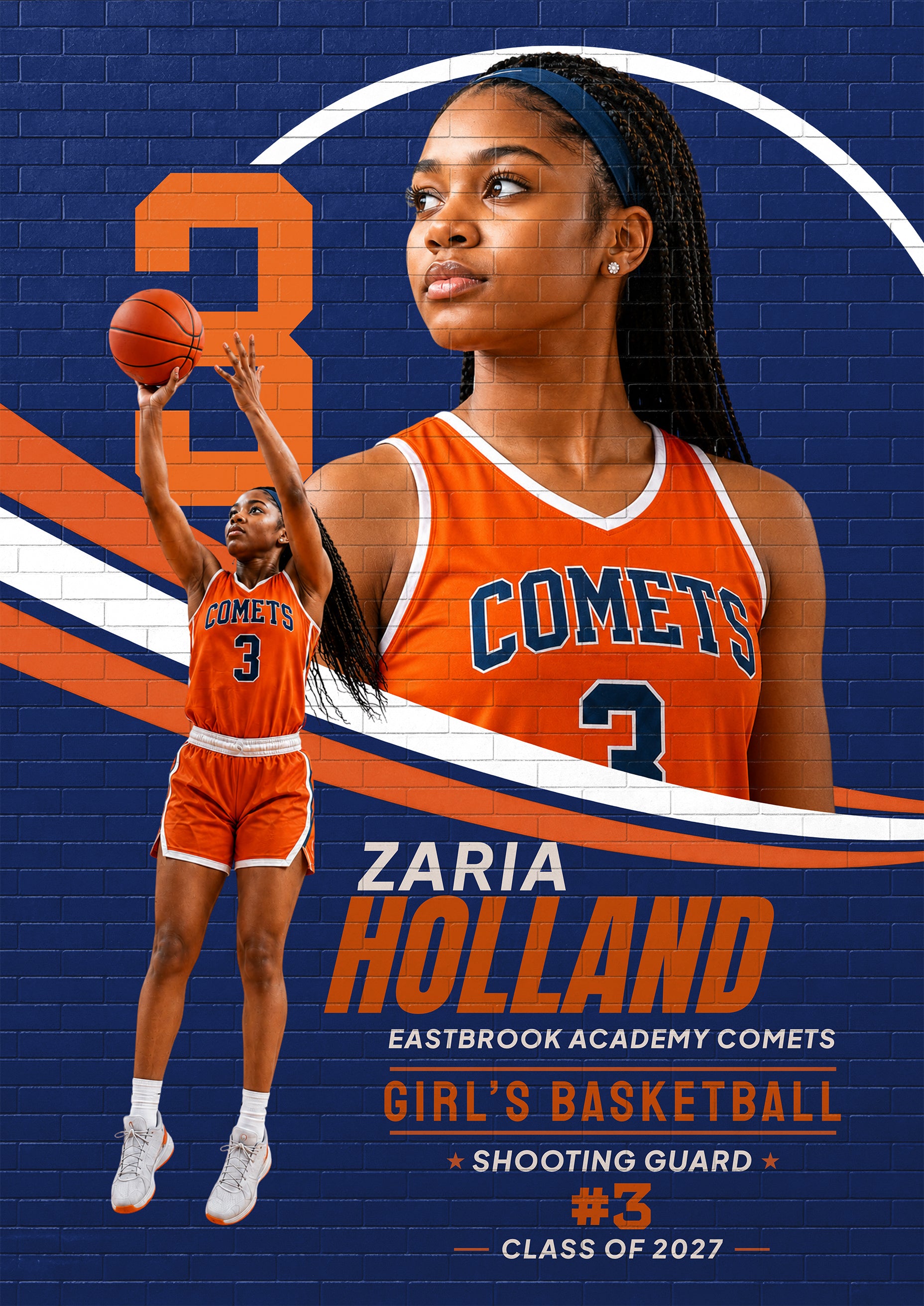 Basketball Poster & Card Photoshop Template | Brick Wall Mural Design | 5:7