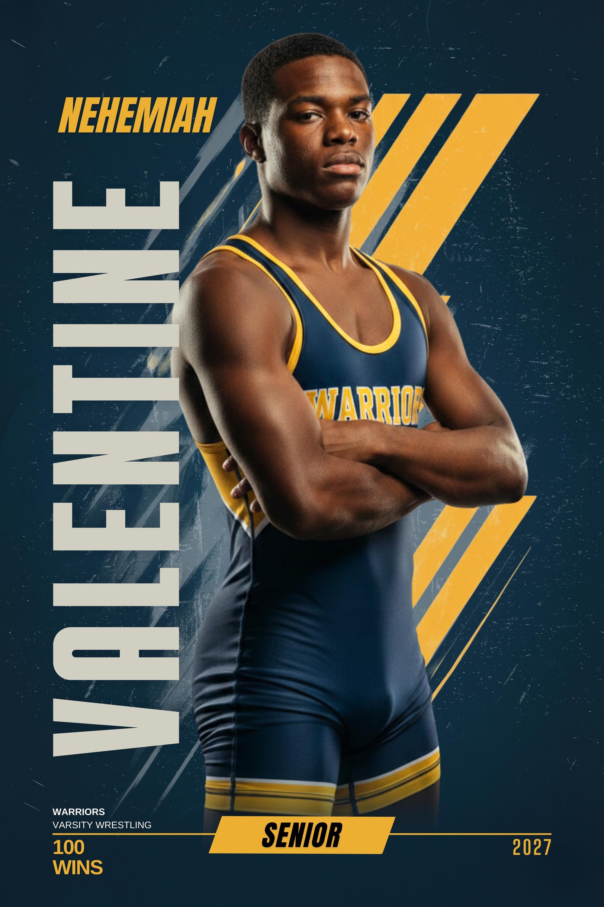 Graphic Stripe Wrestling Poster Template | Editable in Canva | 2:3