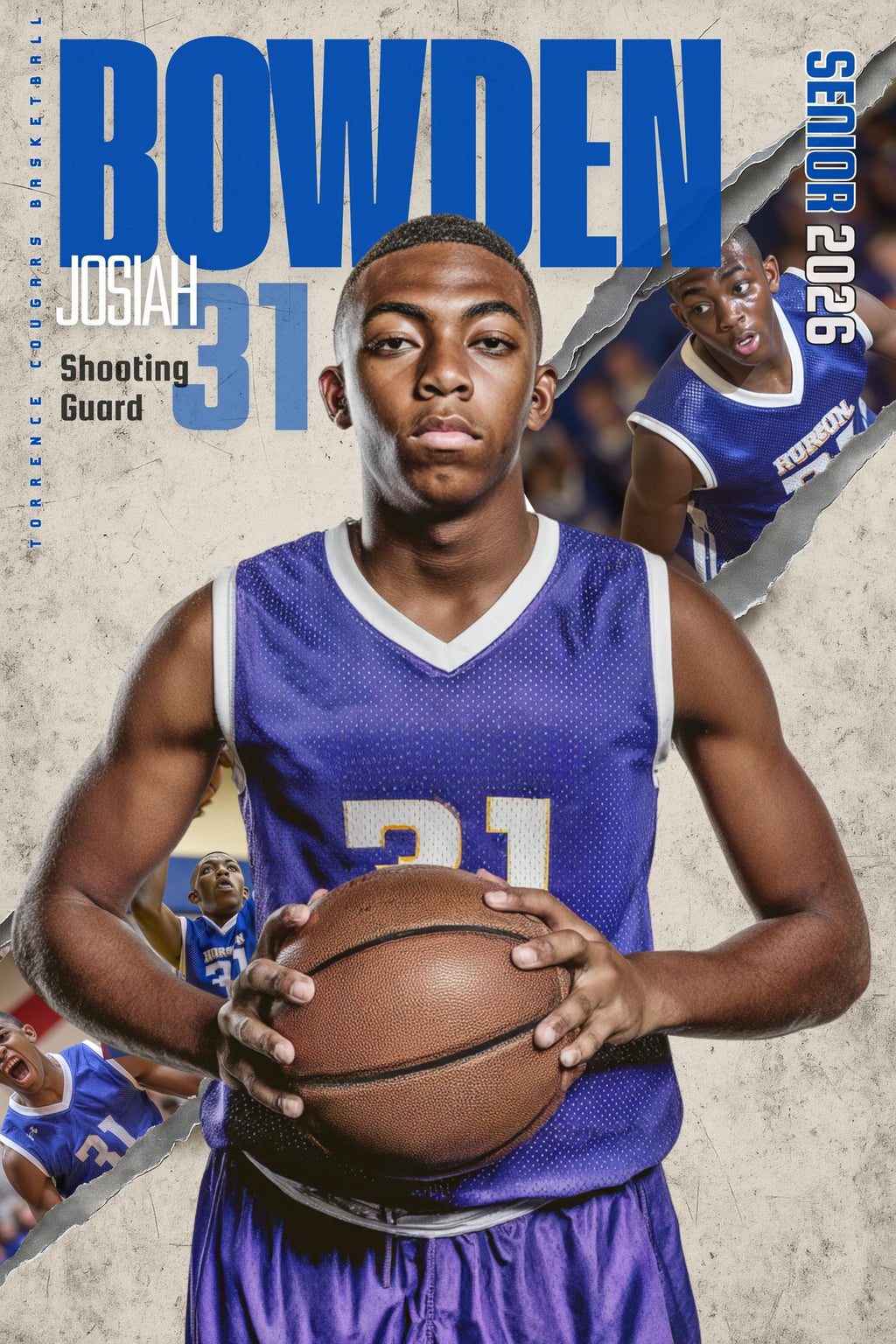 Torn Reveal Basketball Poster Template | Editable in Canva | 2:3