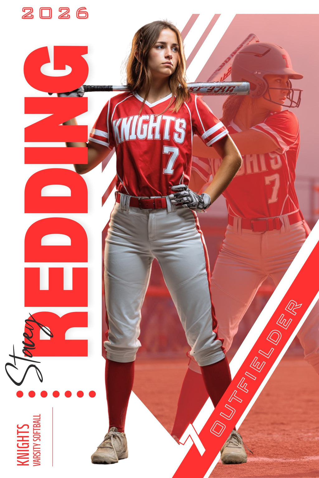 Dual Photo Softball Poster Template | Editable inside of Canva | 2:3