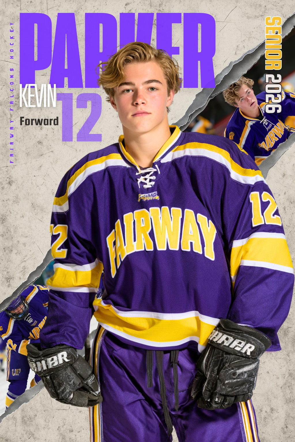 Torn Backdrop Hockey Poster Template | Editable in Canva | 2:3