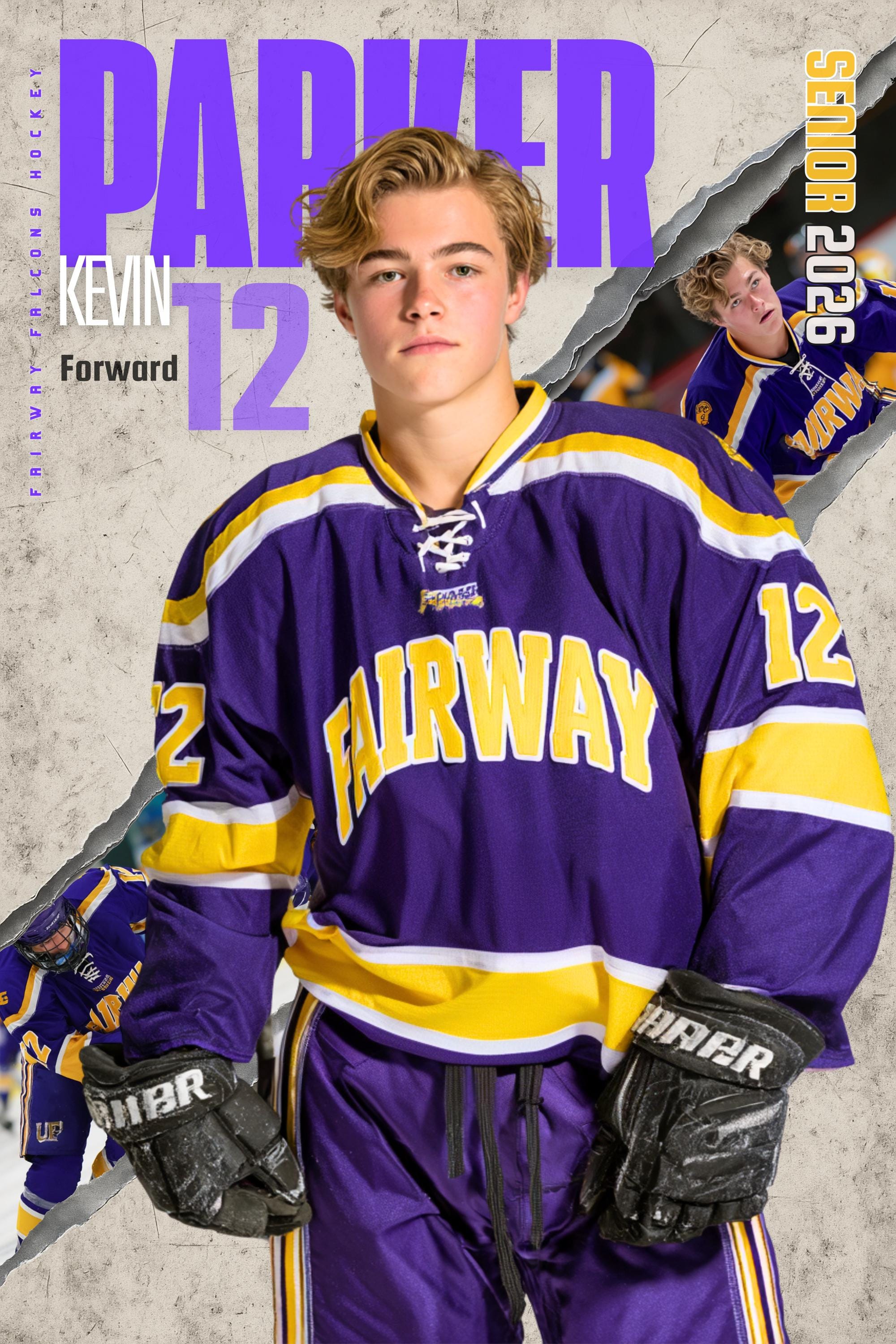 Torn Backdrop Hockey Poster Template | Editable in Canva | 2:3