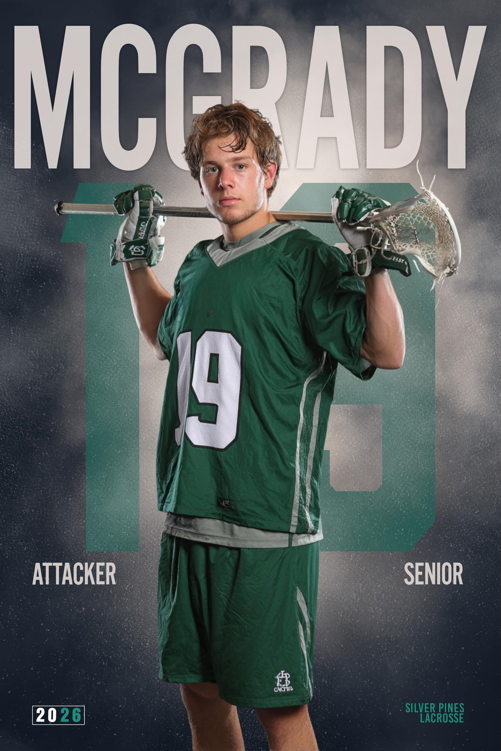 Oversized Number Lacrosse Poster Template | Editable in Photoshop | 2:3