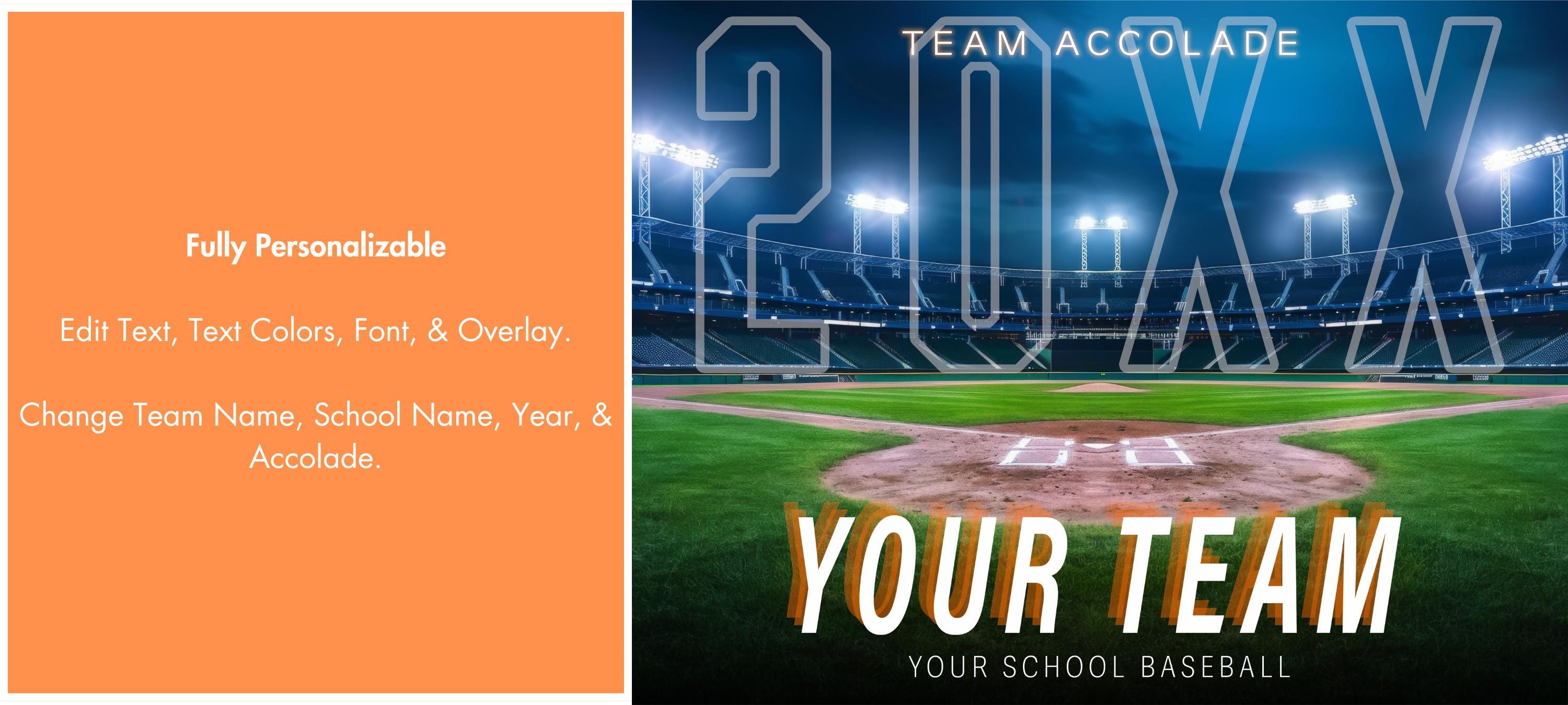 Stadium Lights Baseball Team Poster Template | Editable in Canva | 4:3