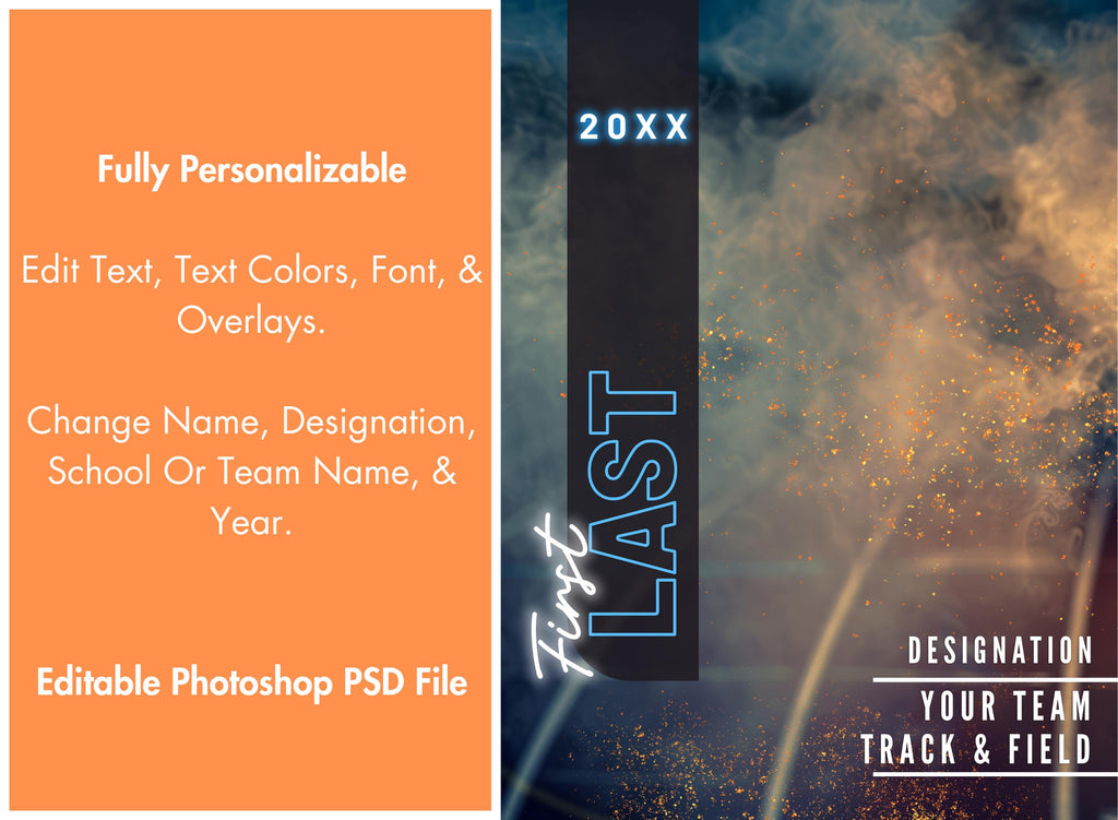 Smoke & Embers Track & Field Poster Template | Editable in Photoshop | 3:4