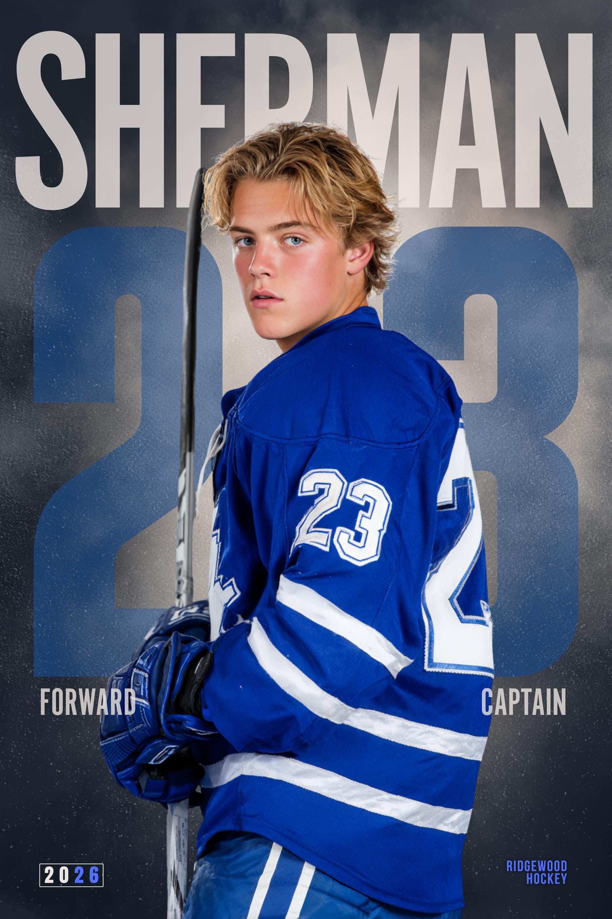Oversized Number Hockey Poster Template | Editable in Canva | 2:3