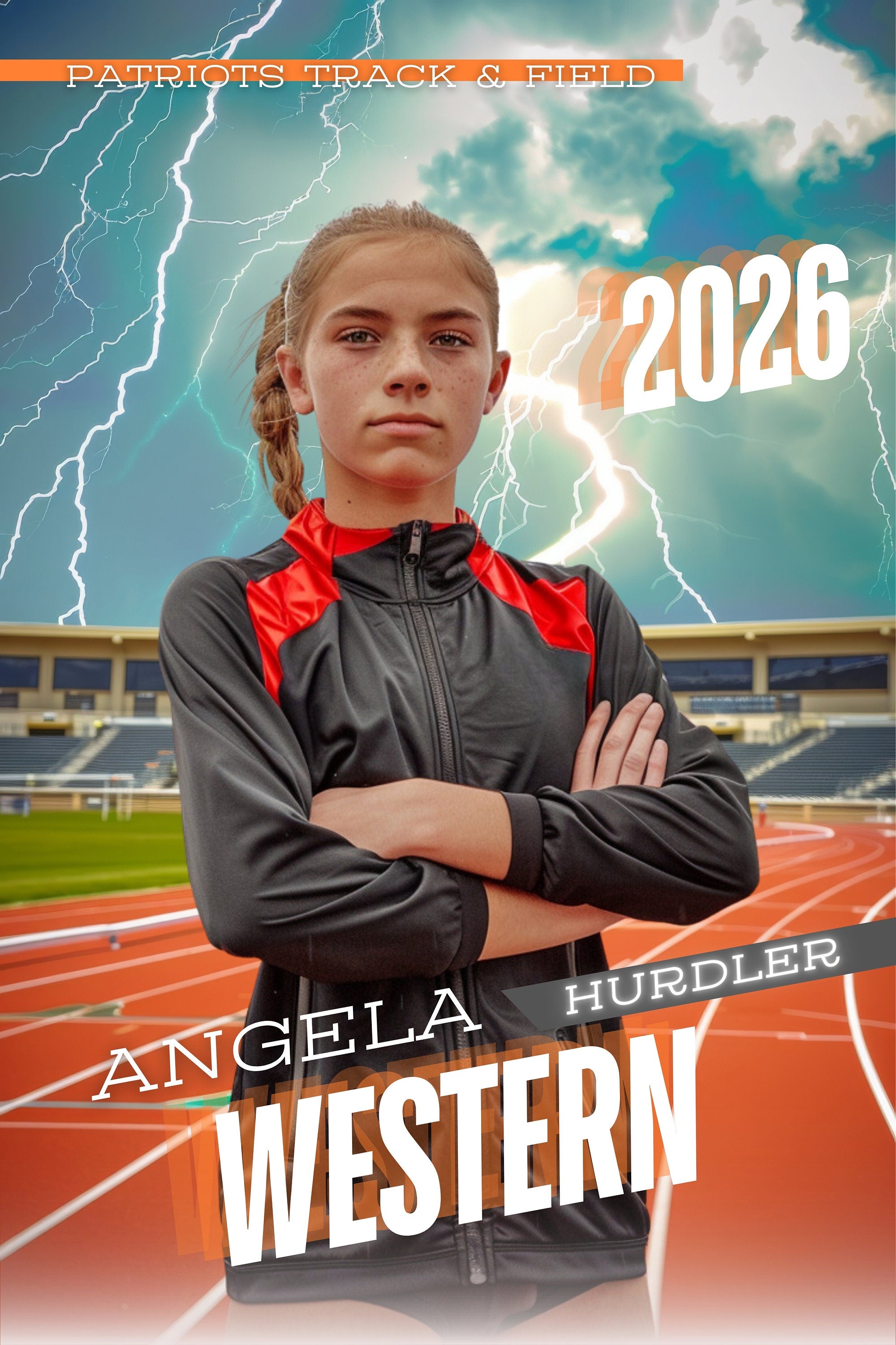 Lightning Stadium Track Poster Template | Editable in Canva | 2:3