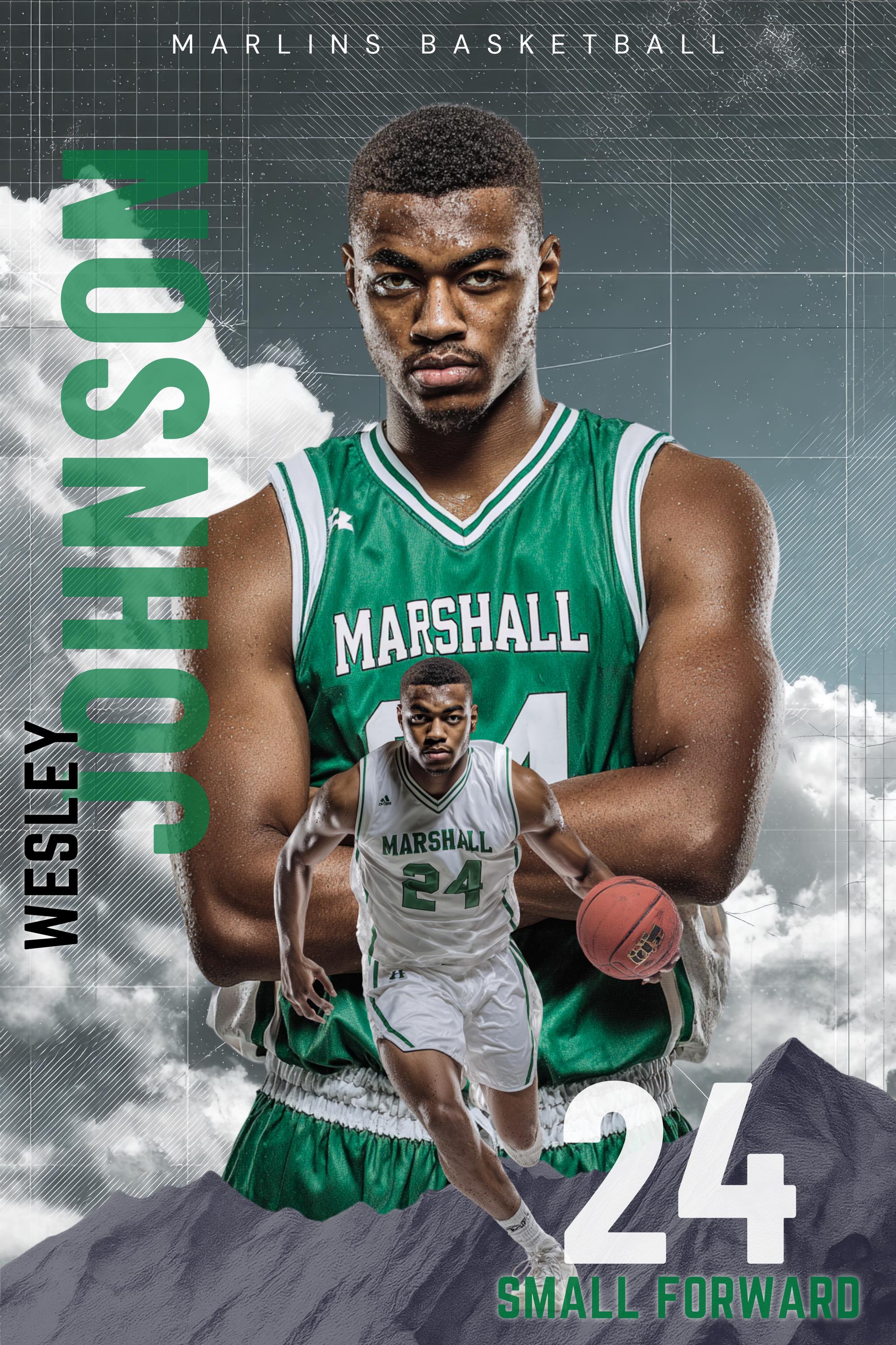 Mountain & Sky Basketball Poster Template | Editable in Canva | 2:3
