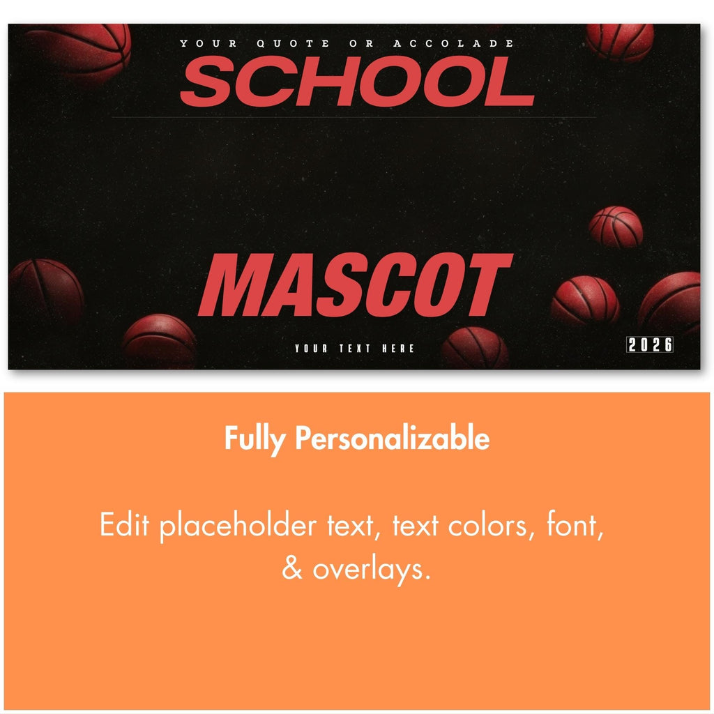 Floating Basketball Team Banner Template | Editable in Canva | 2:1