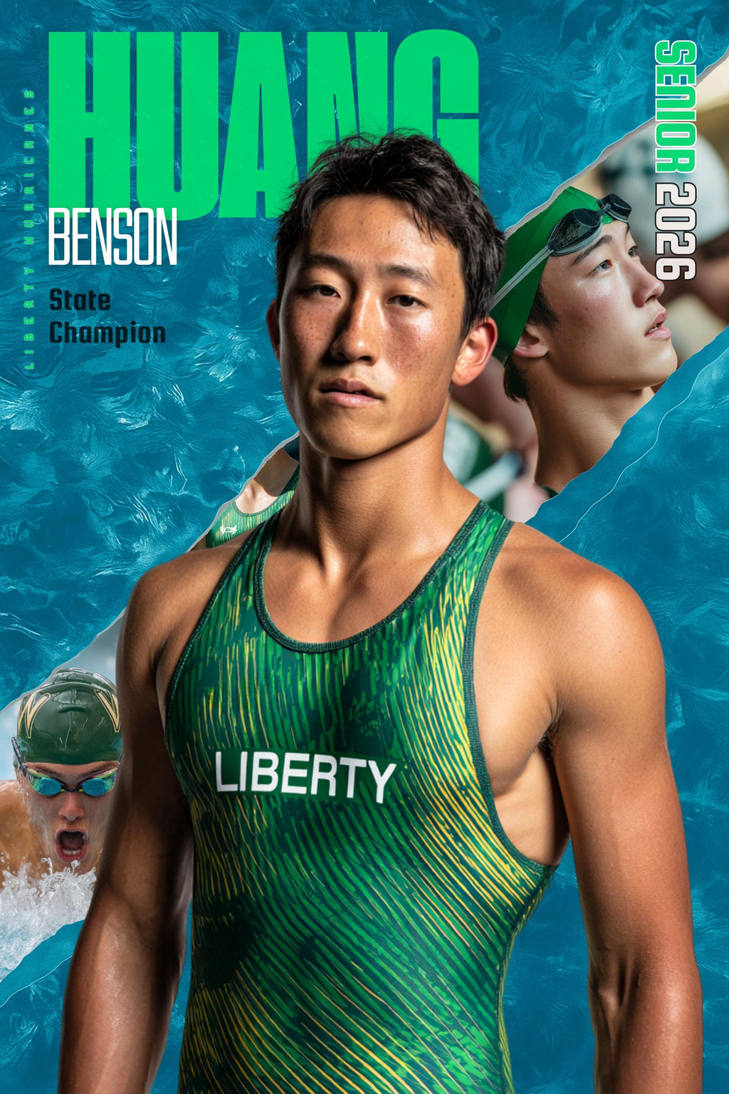 Torn Reveal Swimming Poster Template | Editable in Canva | 2:3