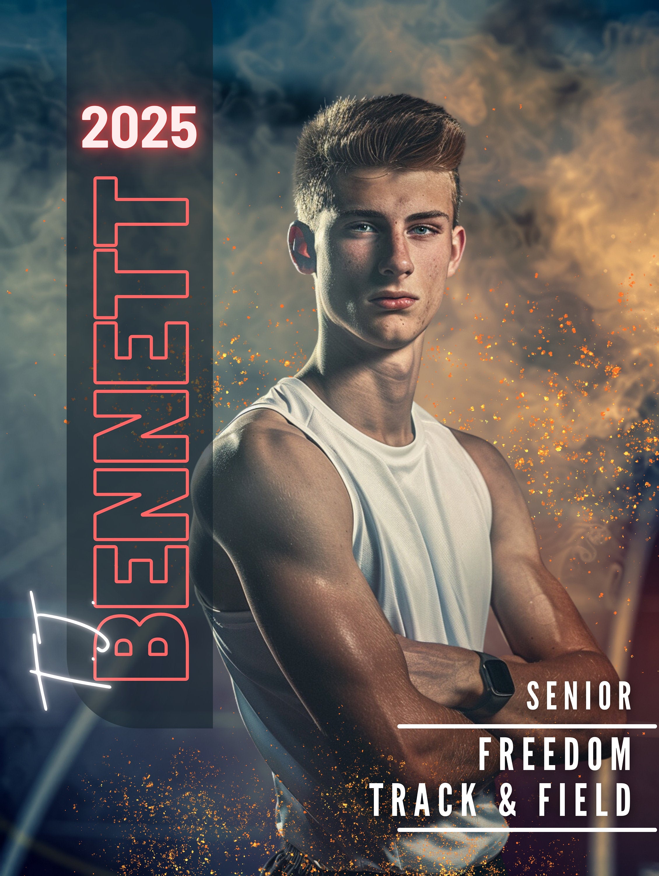 Track & Field Poster Template | Editable in Canva | 3:4 | Senior Banner, Player Poster, Memory Mate, Track Athlete Design