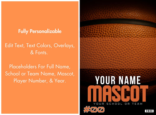 Basketball Closeup Player Poster Template | Editable in Canva | 2:3