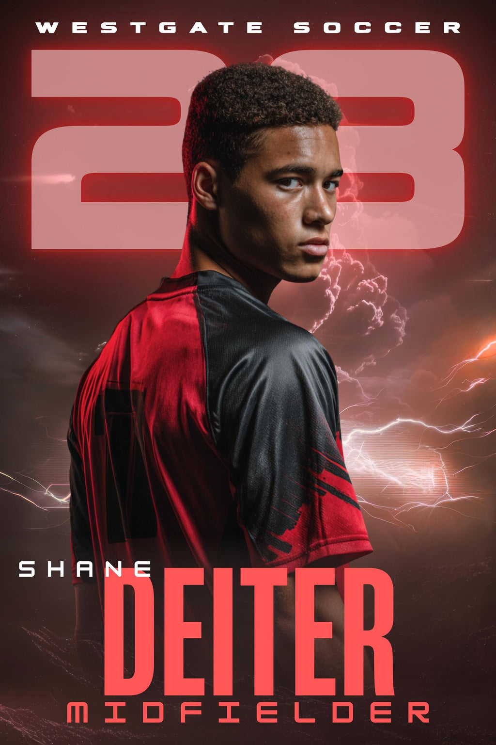 Lightning Soccer Poster Template | Editable in Canva | 2:3